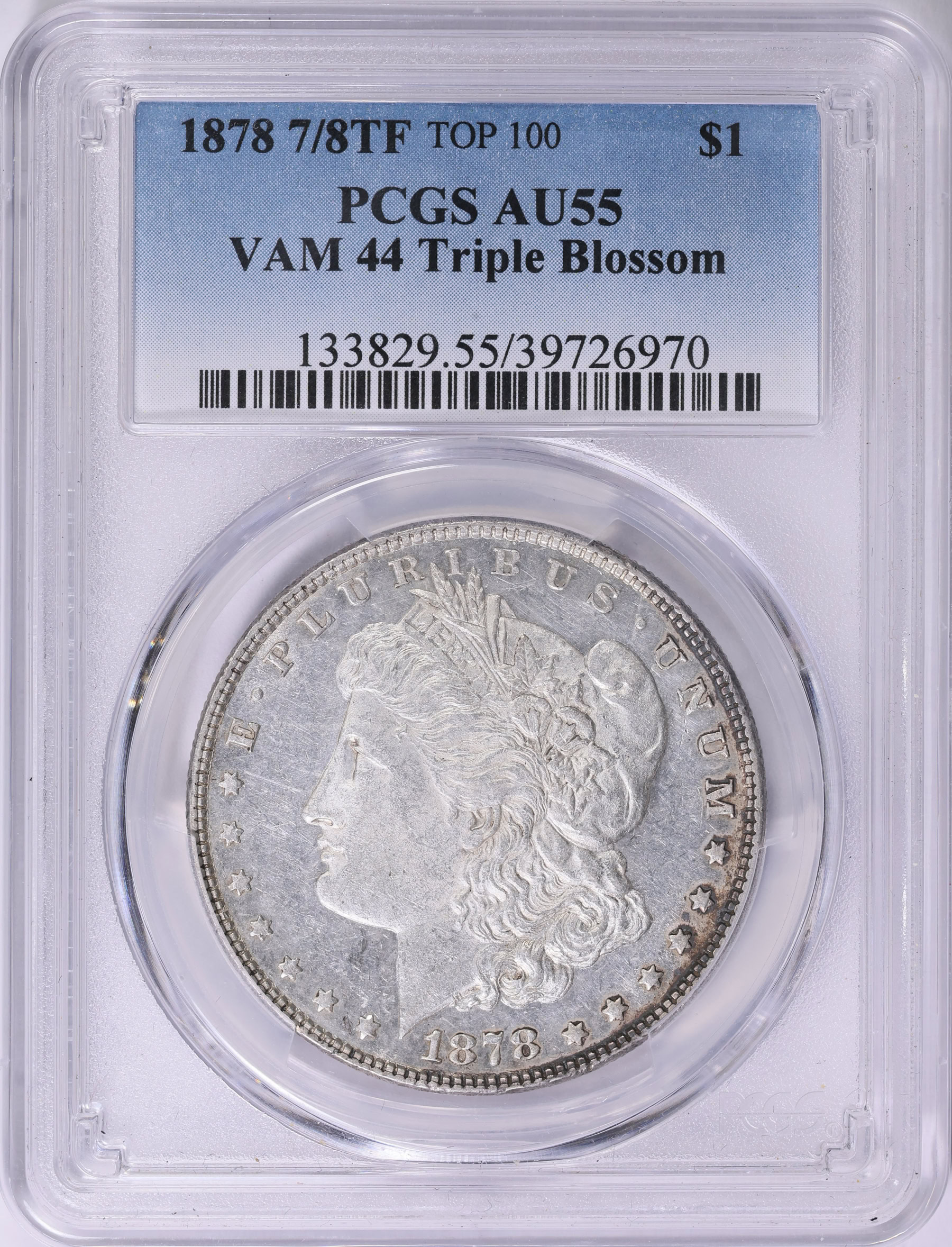 1878 7/8TF Morgan Silver Dollar Triple Blossom VAM-44 Top 100 PCGS