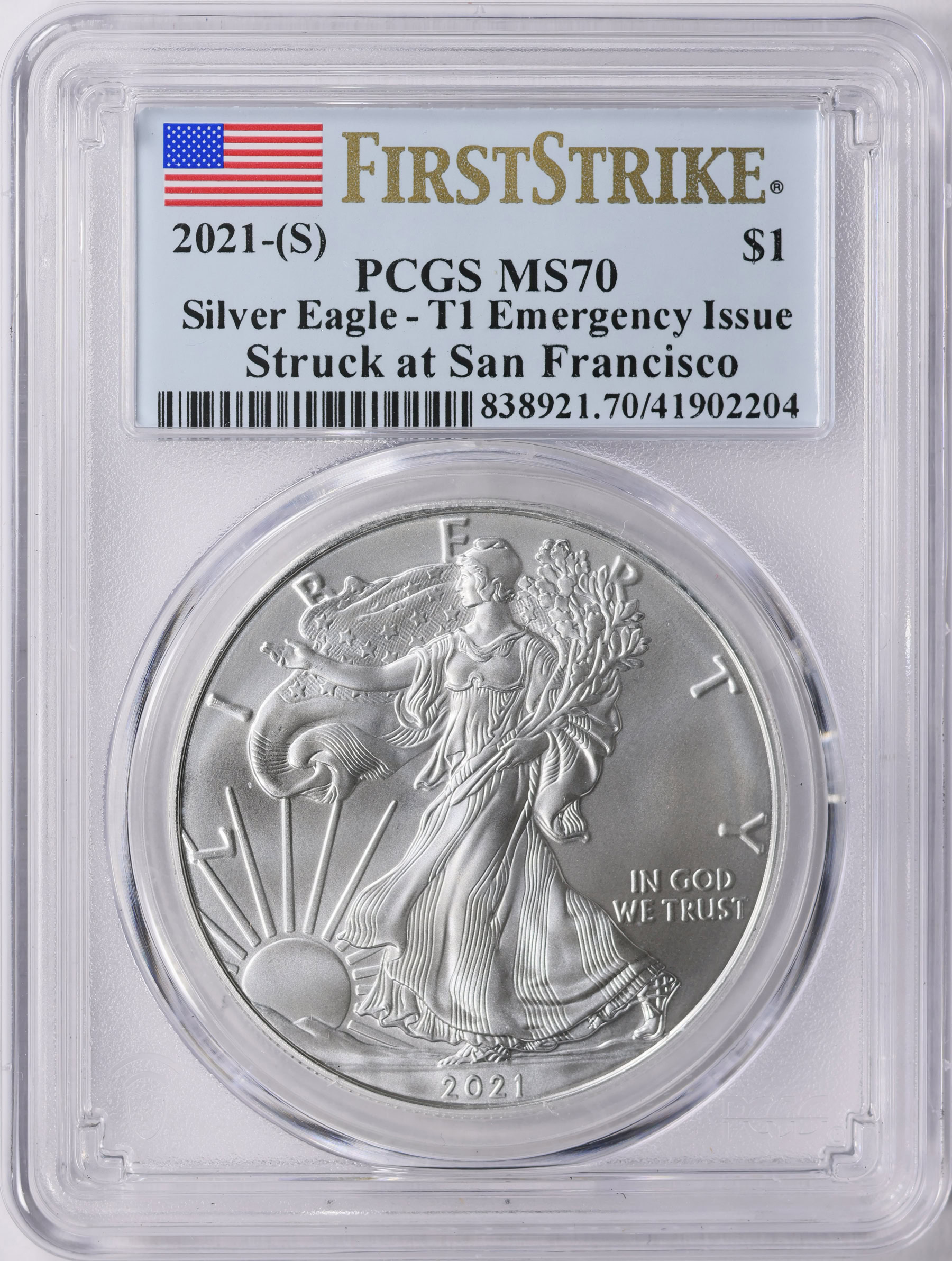 2021-(S) $1 Silver Eagle Type 1 Struck at San Francisco Emergency