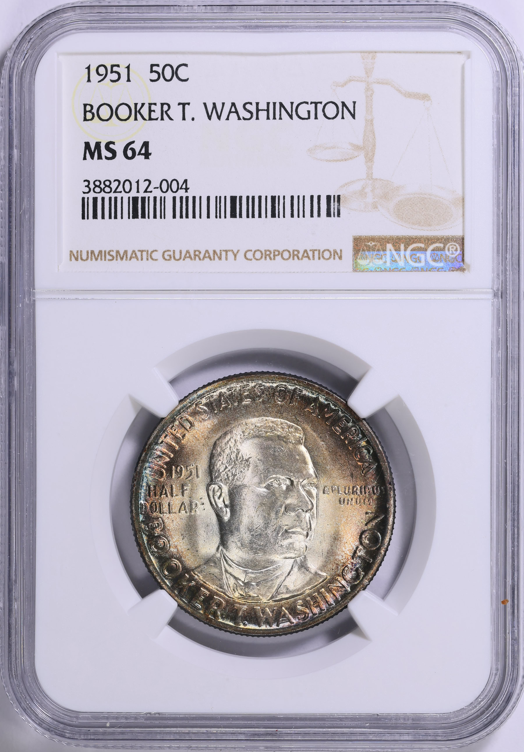 1951 Booker T. Washington Memorial Half Dollar NGC MS-64 (Toned