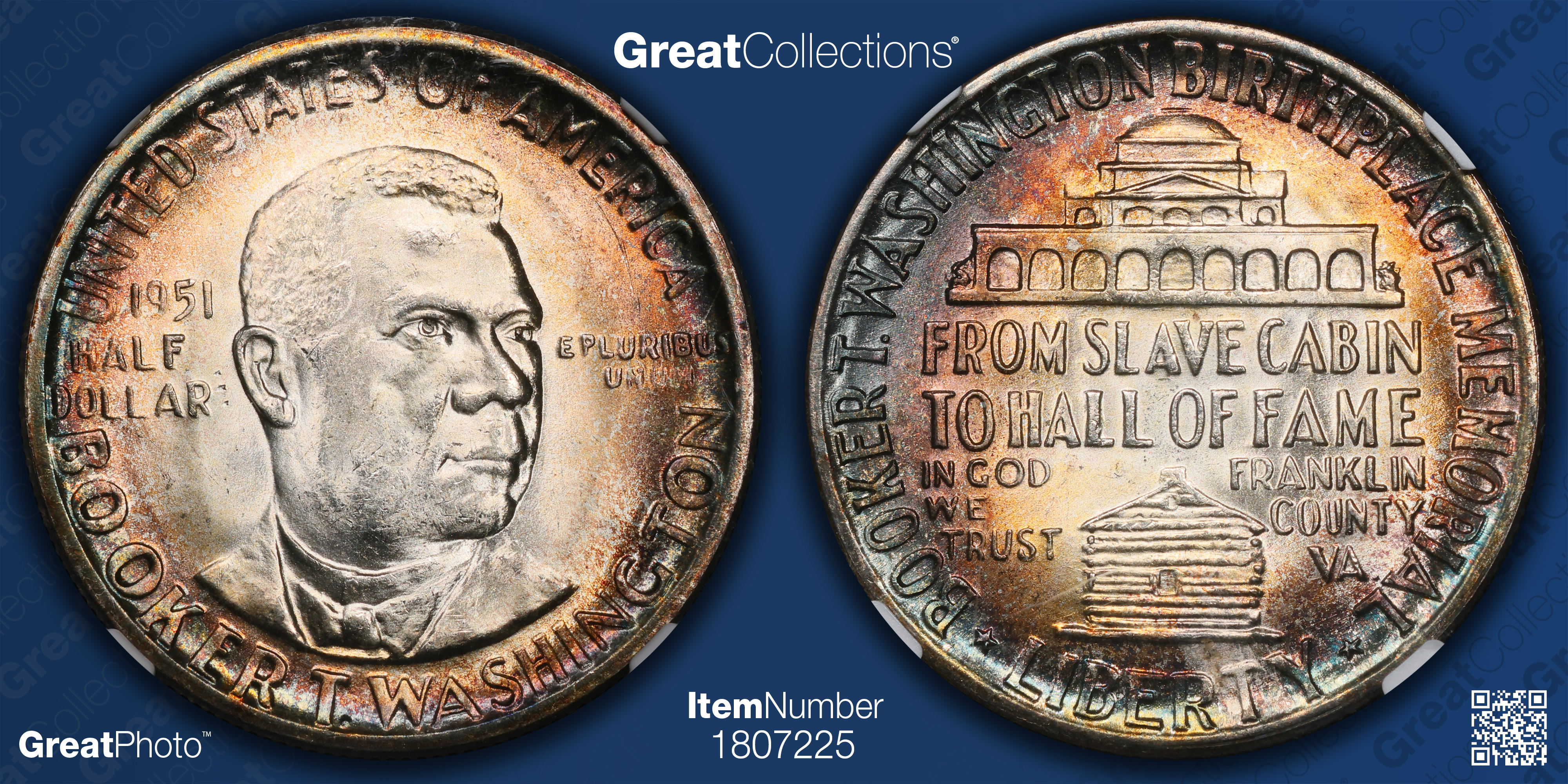 1951 Booker T. Washington Memorial Half Dollar NGC MS-64 (Toned