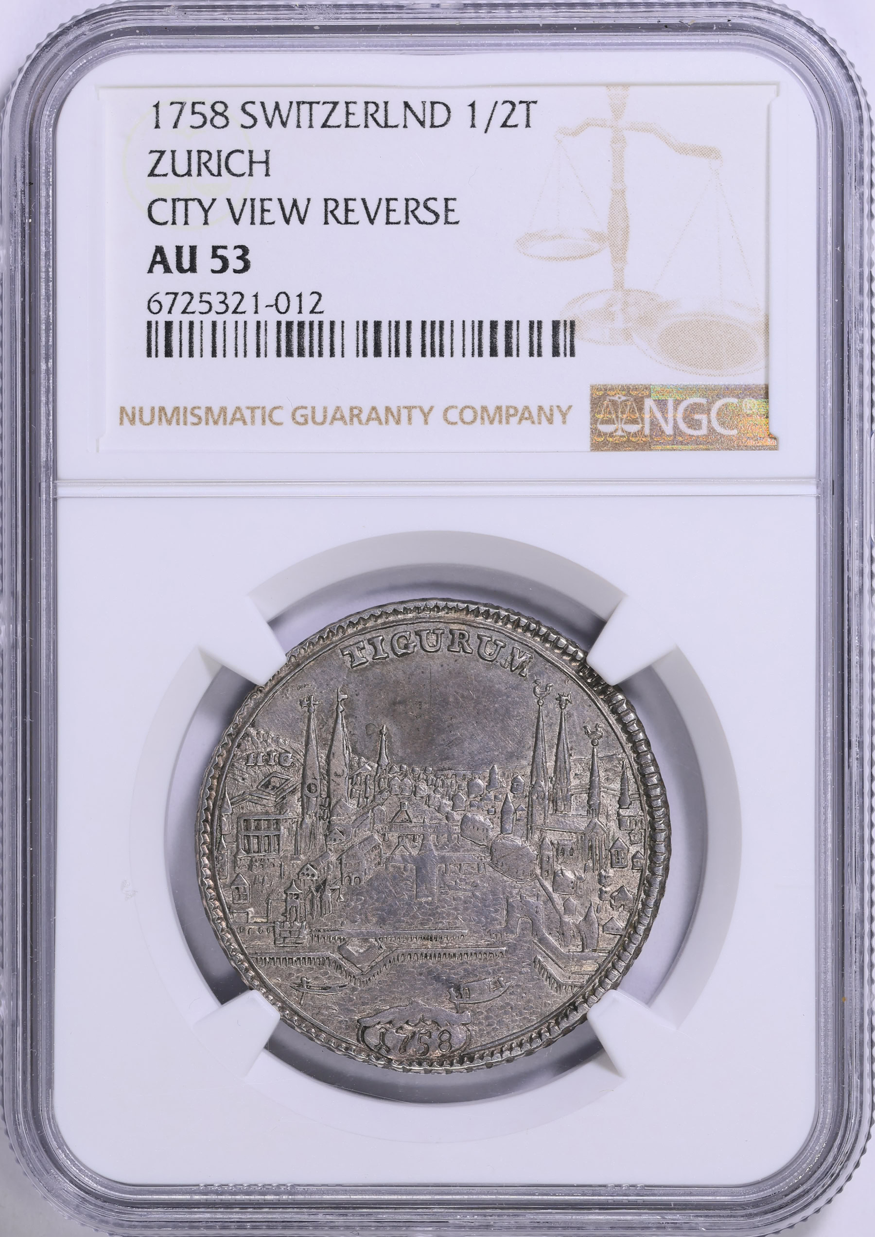 Switzerland - Zurich 1758 Silver 1/2 Thaler City View KM-146 NGC