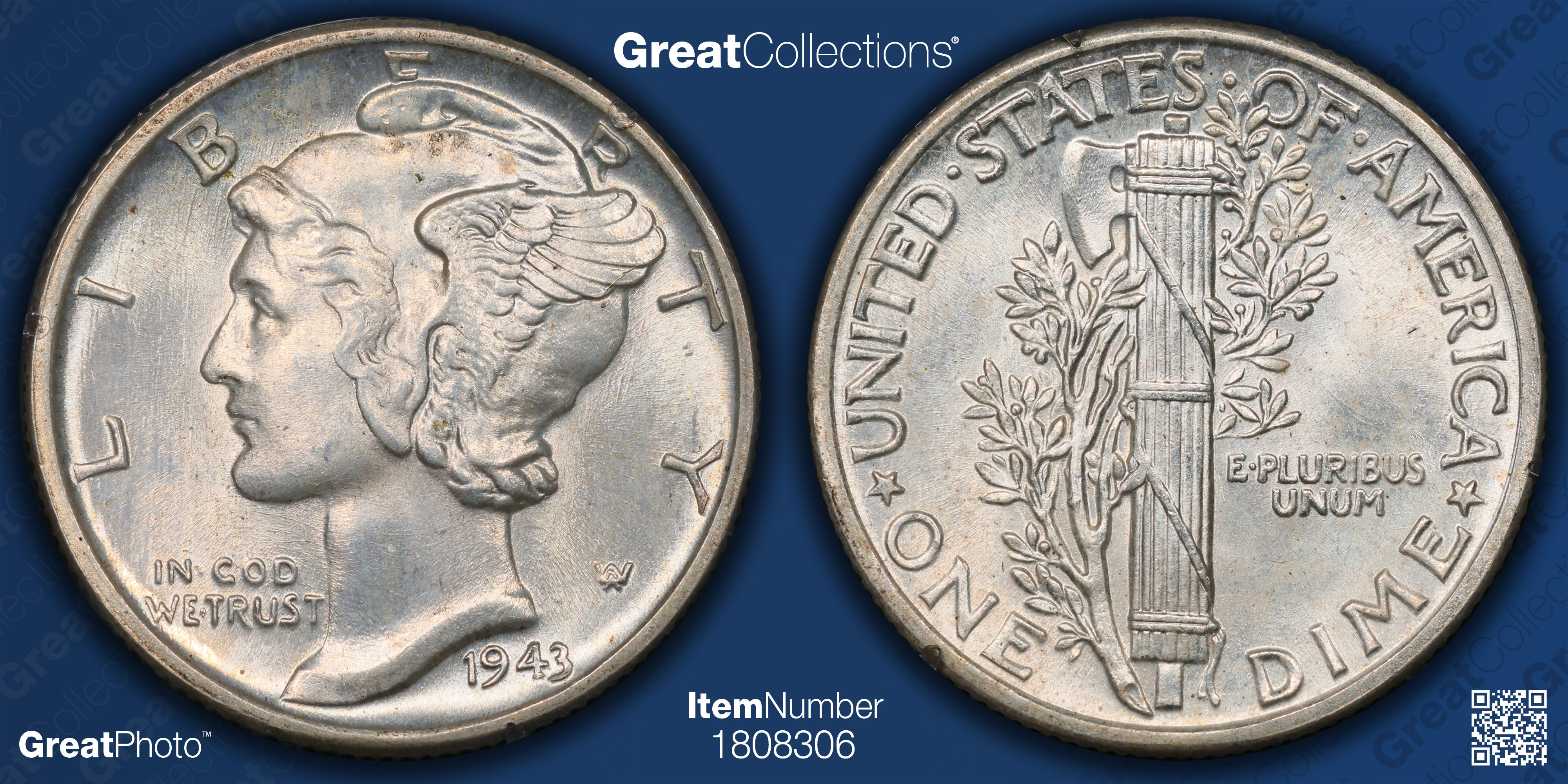 1943 Mercury Dime Pcgs Ms 64 Fb Ogh 1st Gen Item 1808306 