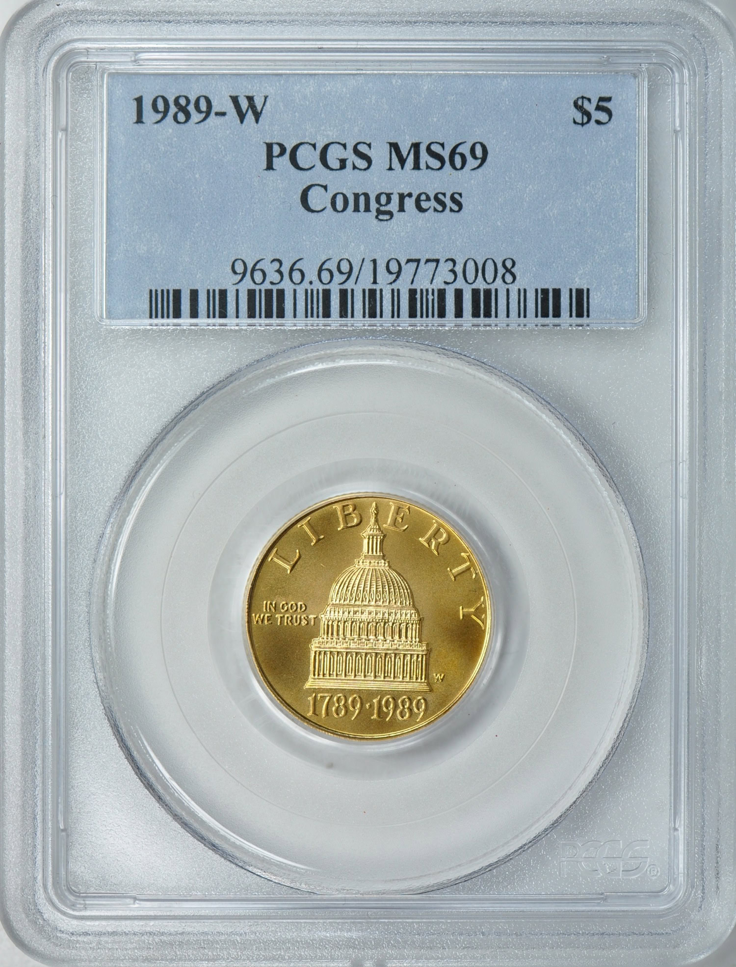 1989-W Congress Bicentennial Gold $5 PCGS MS-69 (Item 180986