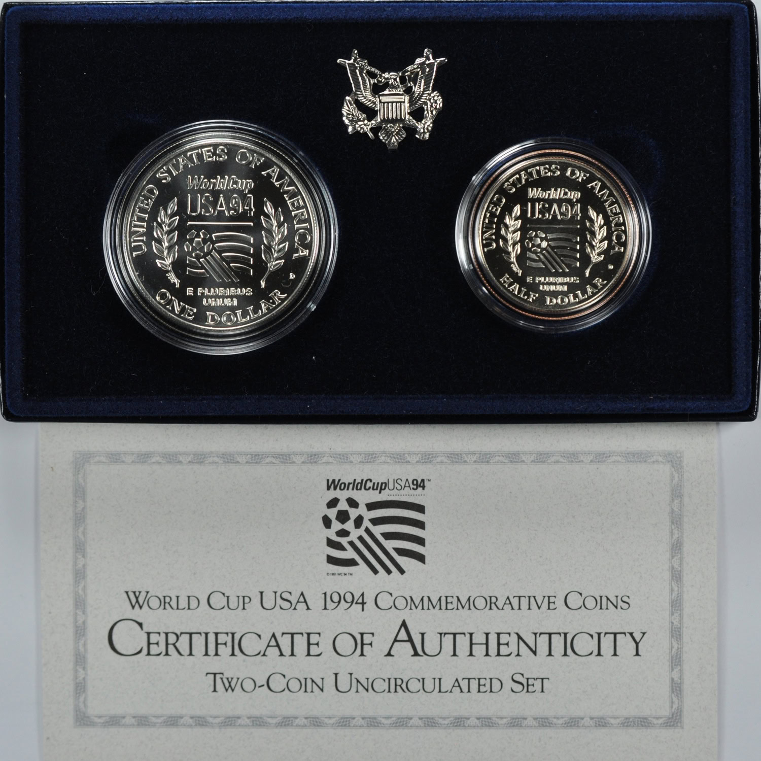 1994-D World Cup Tournament Silver Dollar and Clad Half Dollar