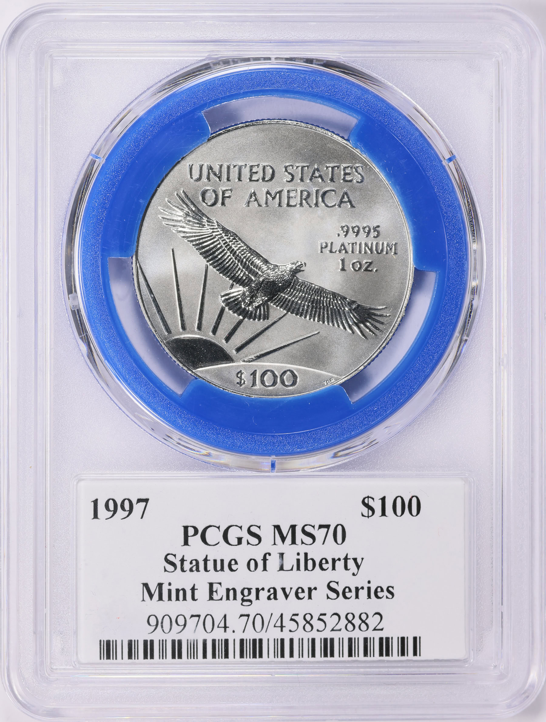 1997 $100 One-Ounce Platinum American Eagle Statue of Liberty Mint