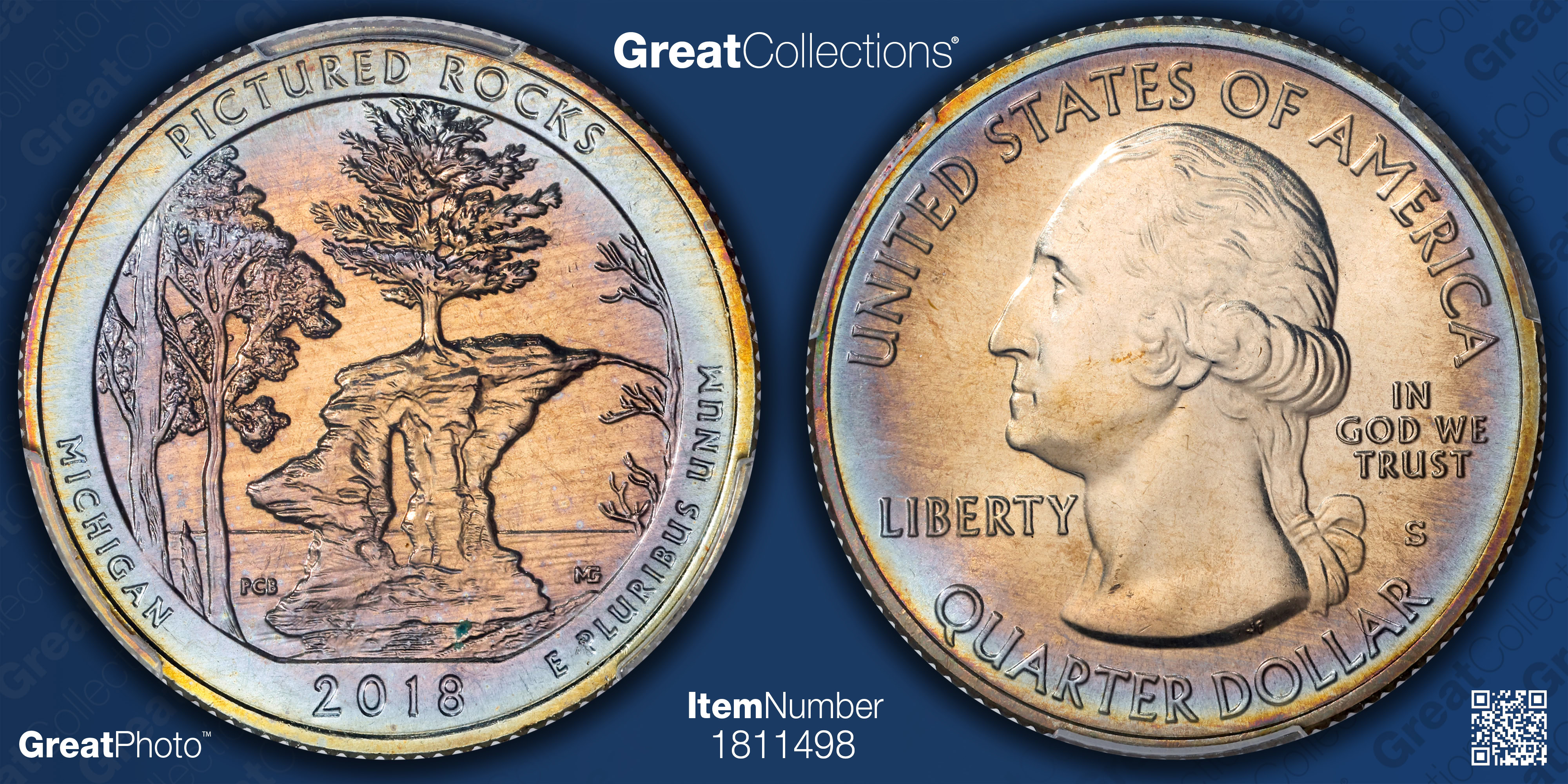 2018-S America the Beautiful Quarter Pictured Rocks NP PCGS MS-67 ...
