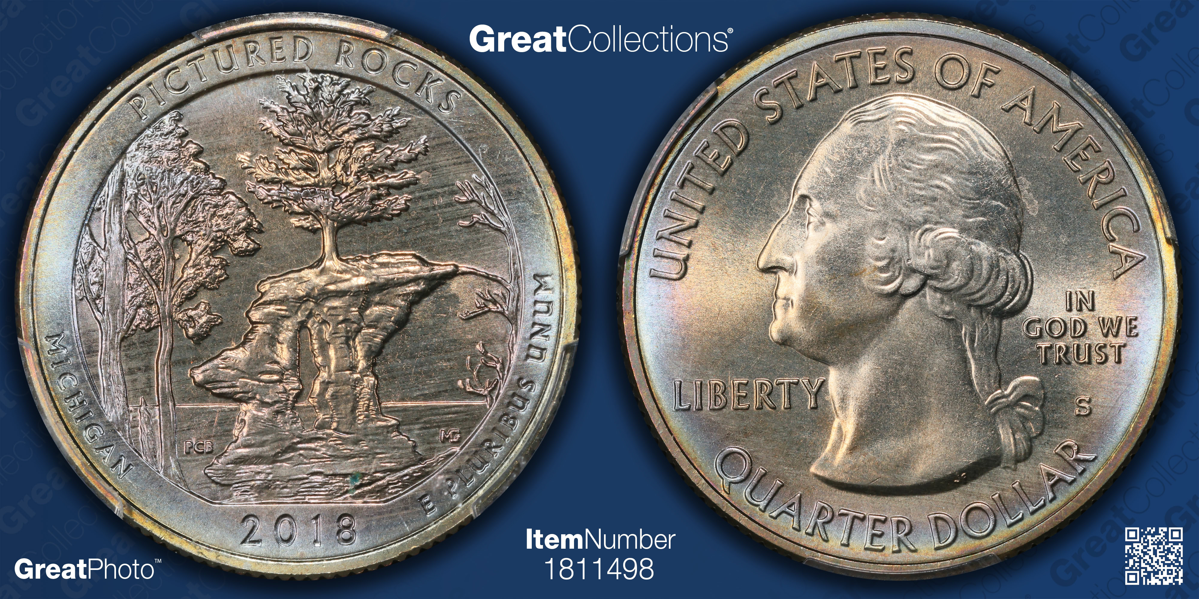 2018-S America the Beautiful Quarter Pictured Rocks NP PCGS MS-67 ...
