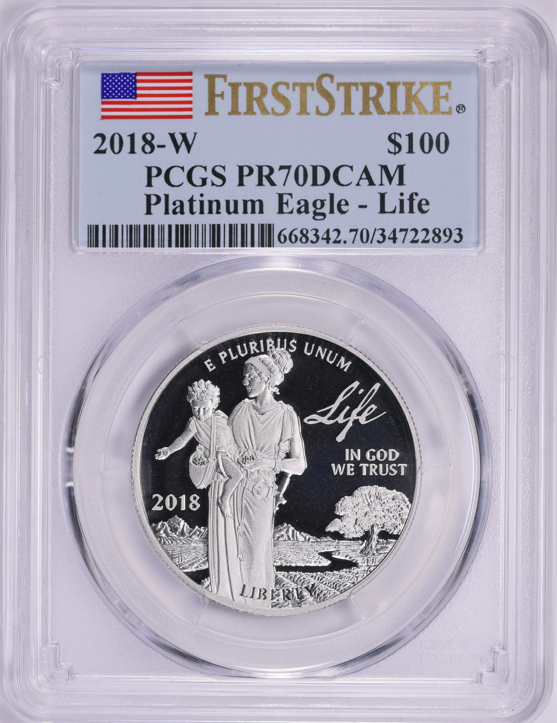 2018-W $100 One-Ounce Platinum American Eagle Life First Strike