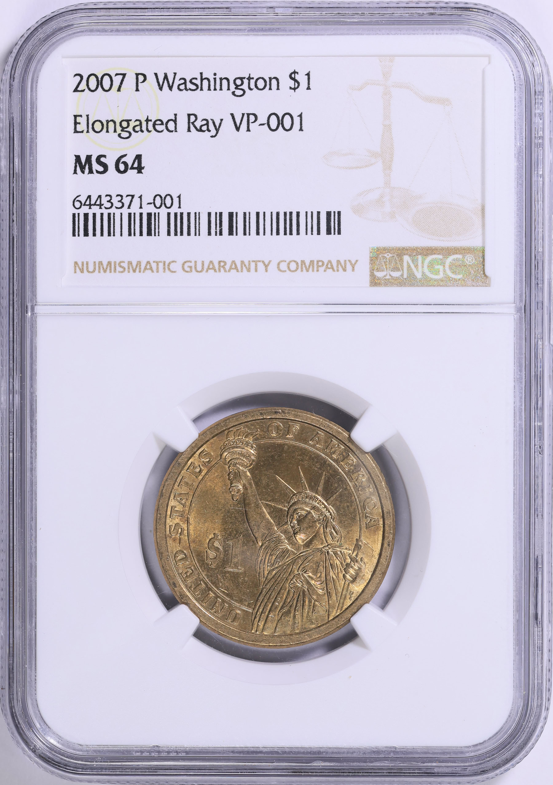 2007-P Presidential Dollar George Washington Elongated Ray VP-001
