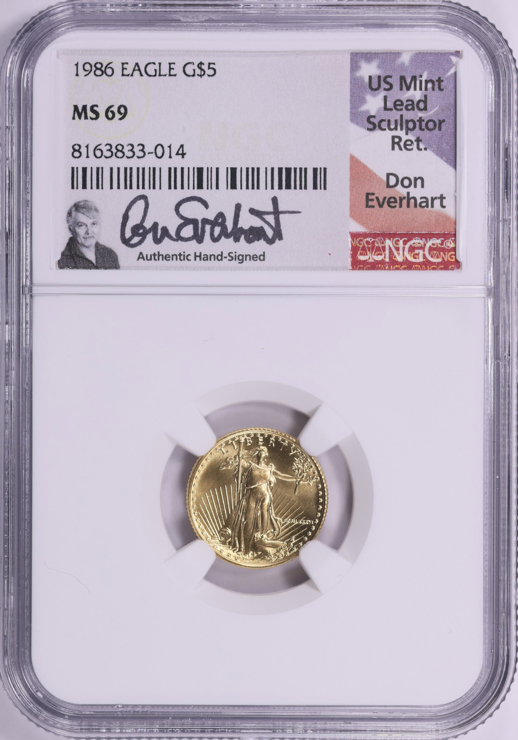 激レア 入手困難 EAGLE DOCTOR パッチ 1986 $5 Tenth-Ounce Gold American Eagle NGC MS-69 (Don Everhart