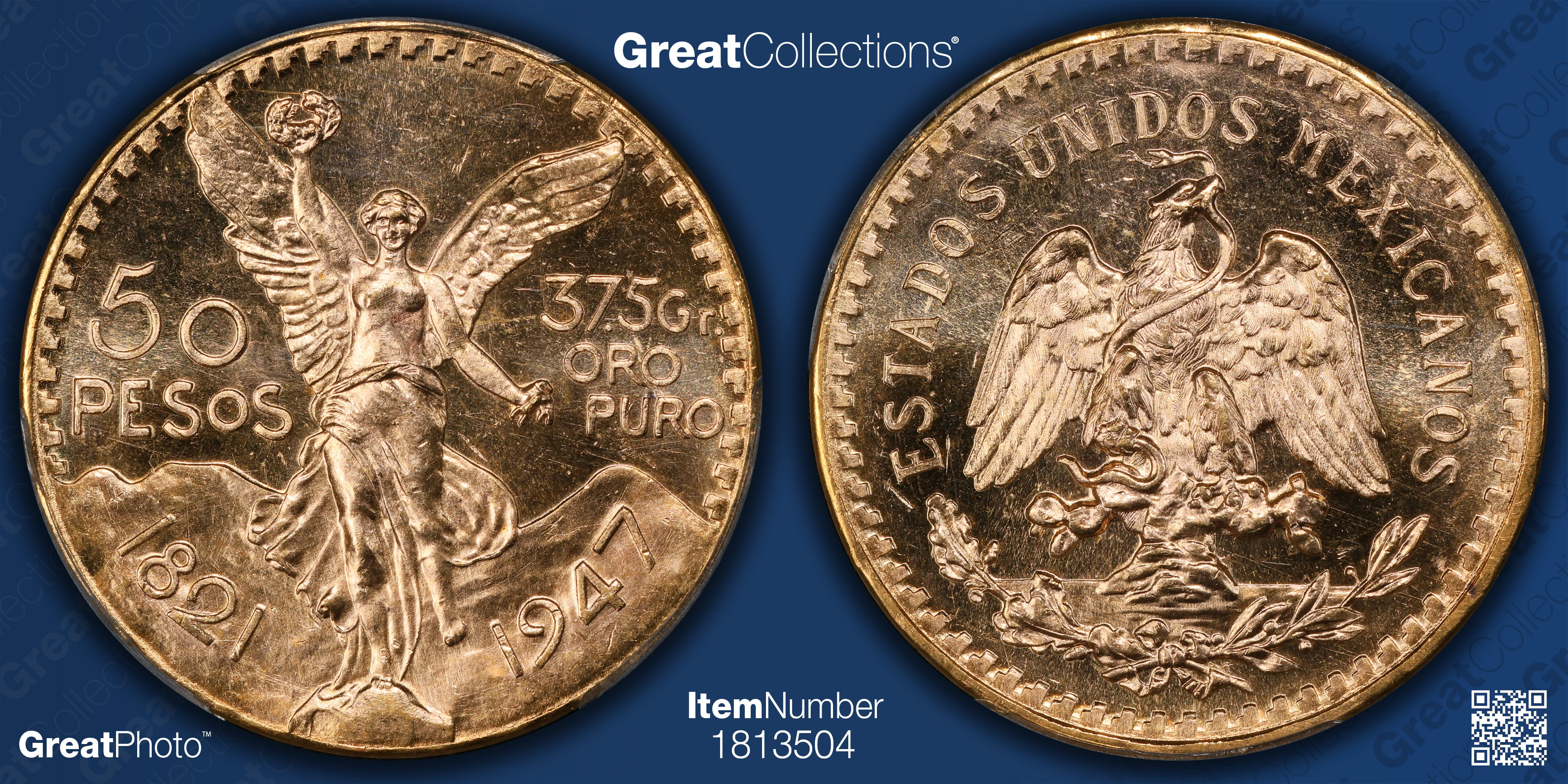 Mexico 1947 Gold 50 Pesos KM-481 PCGS MS-65 PL (AGW = 1.2057 oz