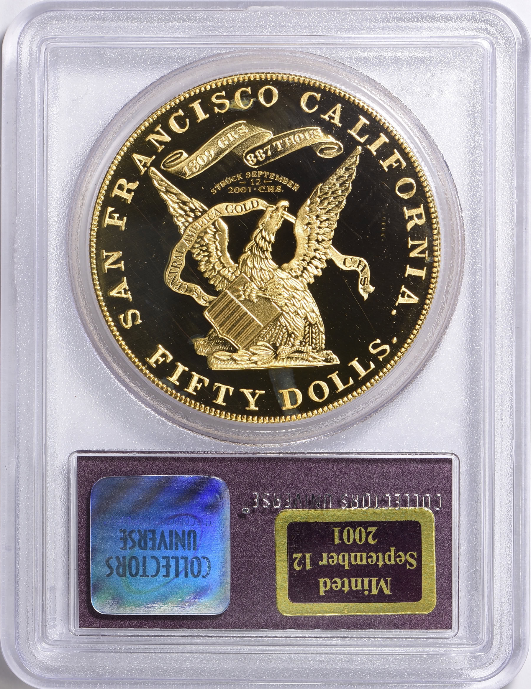 1855 Kellogg Gold $50 Commemorative Restrike Shipwreck S.S.