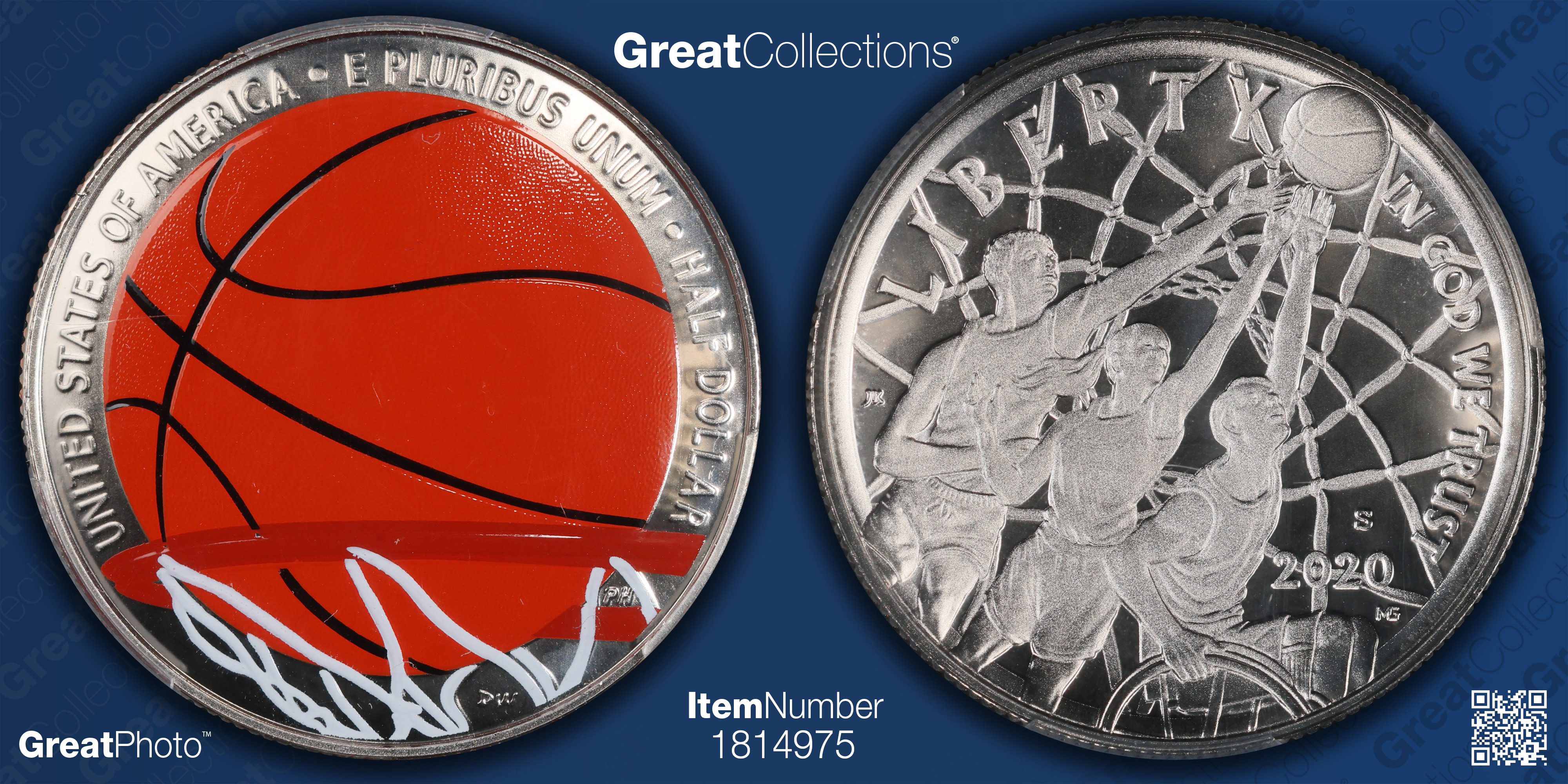 2020-S Basketball Hall of Fame Clad Half Dollar 1st Official Colorized ...