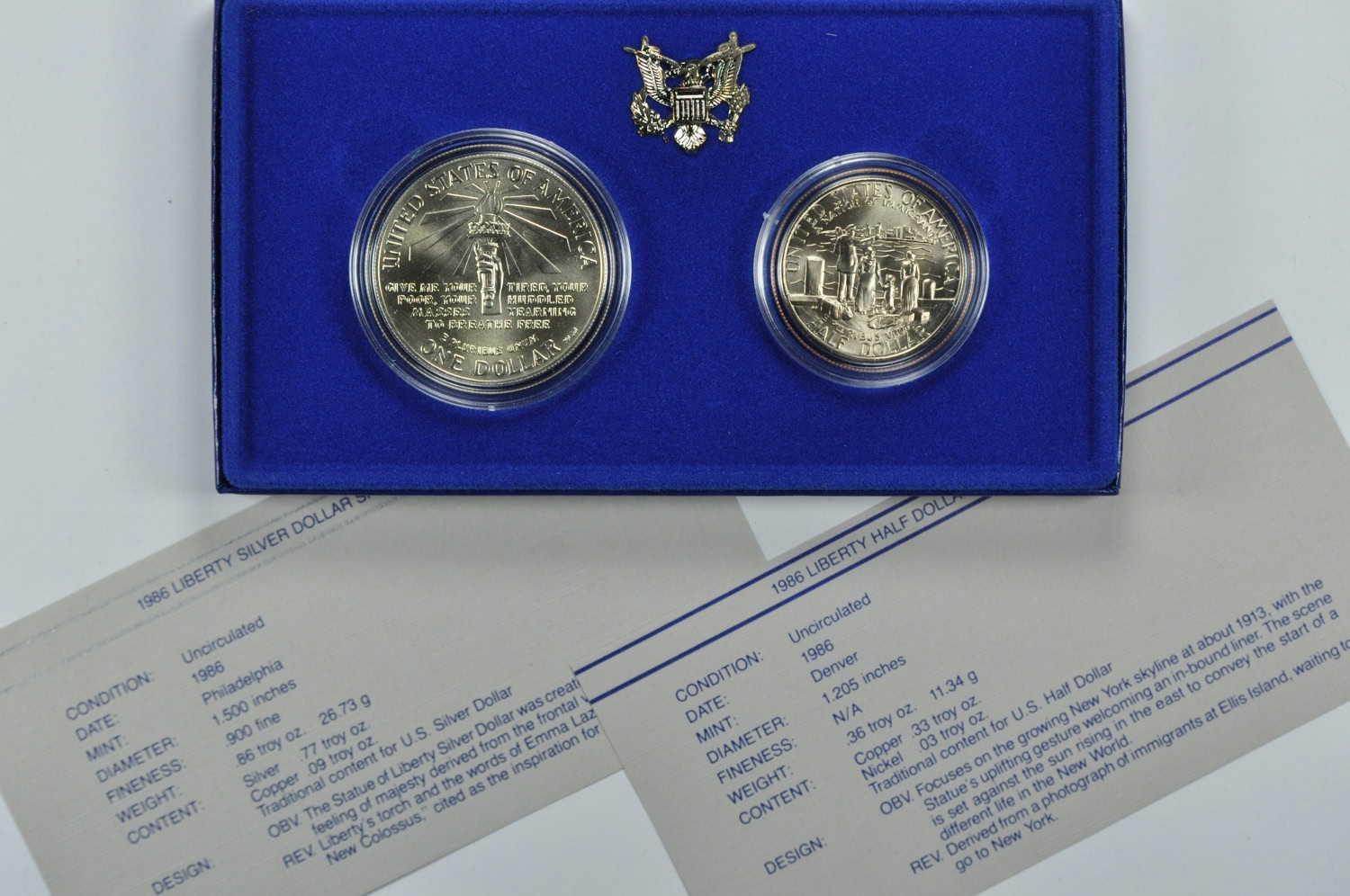 1986 Statue of Liberty Centennial Clad Half Dollar and Silver