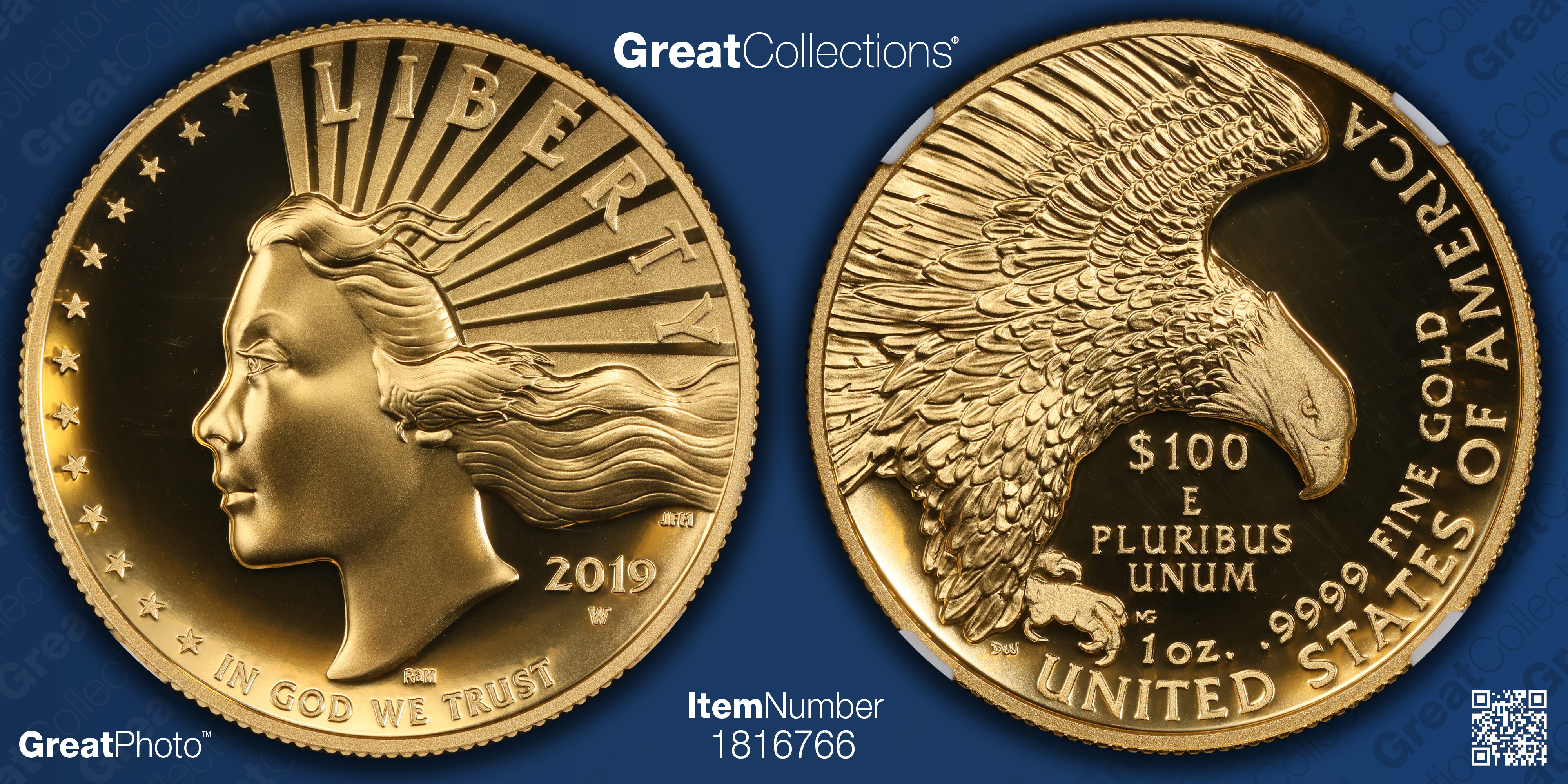 2019-W Gold $100 American Liberty High Relief Enhanced First Day