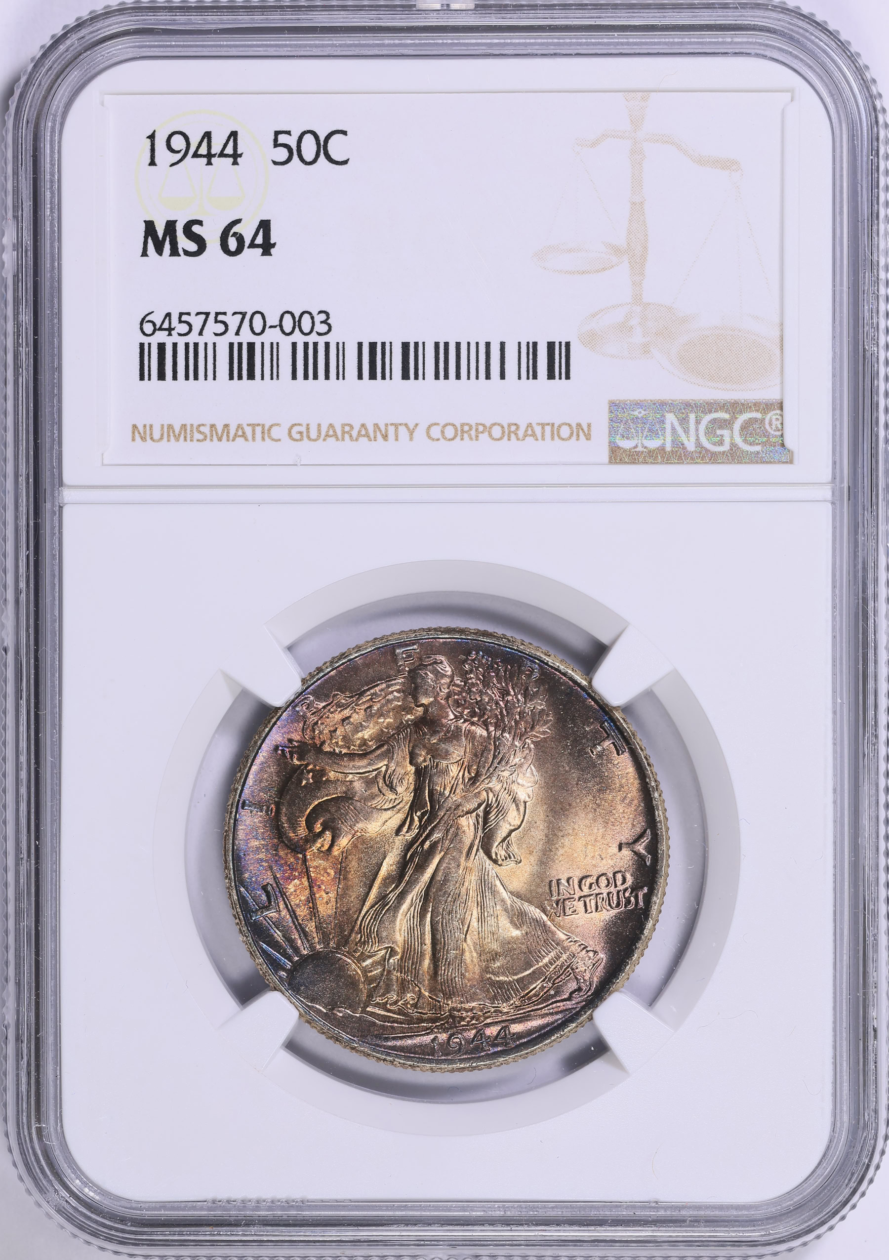 1944 Walking Liberty Half Dollar NGC MS-64 (Toned) (Item 1818169 ...
