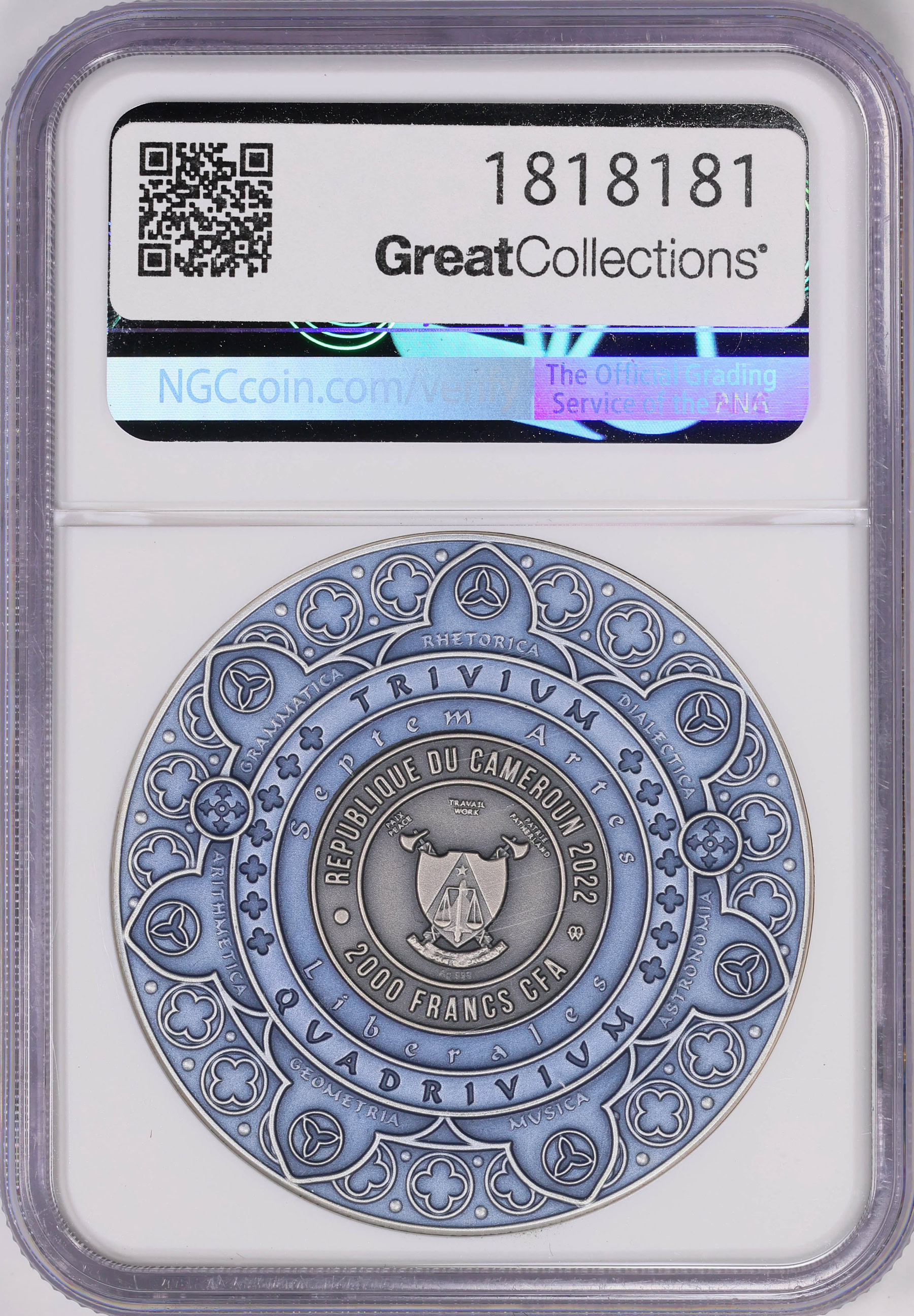 Cameroun 2022-MW Silver 2000 Fr Quadrivium Gilt Antiqued KM-512 NGC MS ...