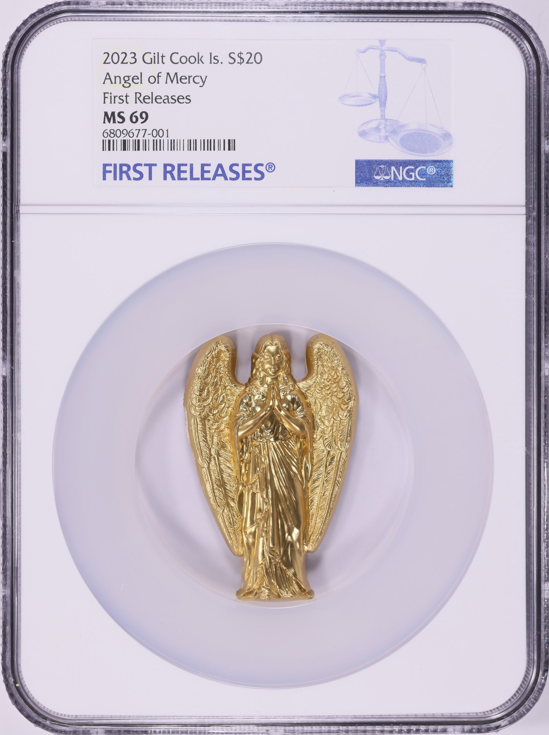 Cook Islands 2023 $20 Silver Angel of Mercy Gilt First Releases