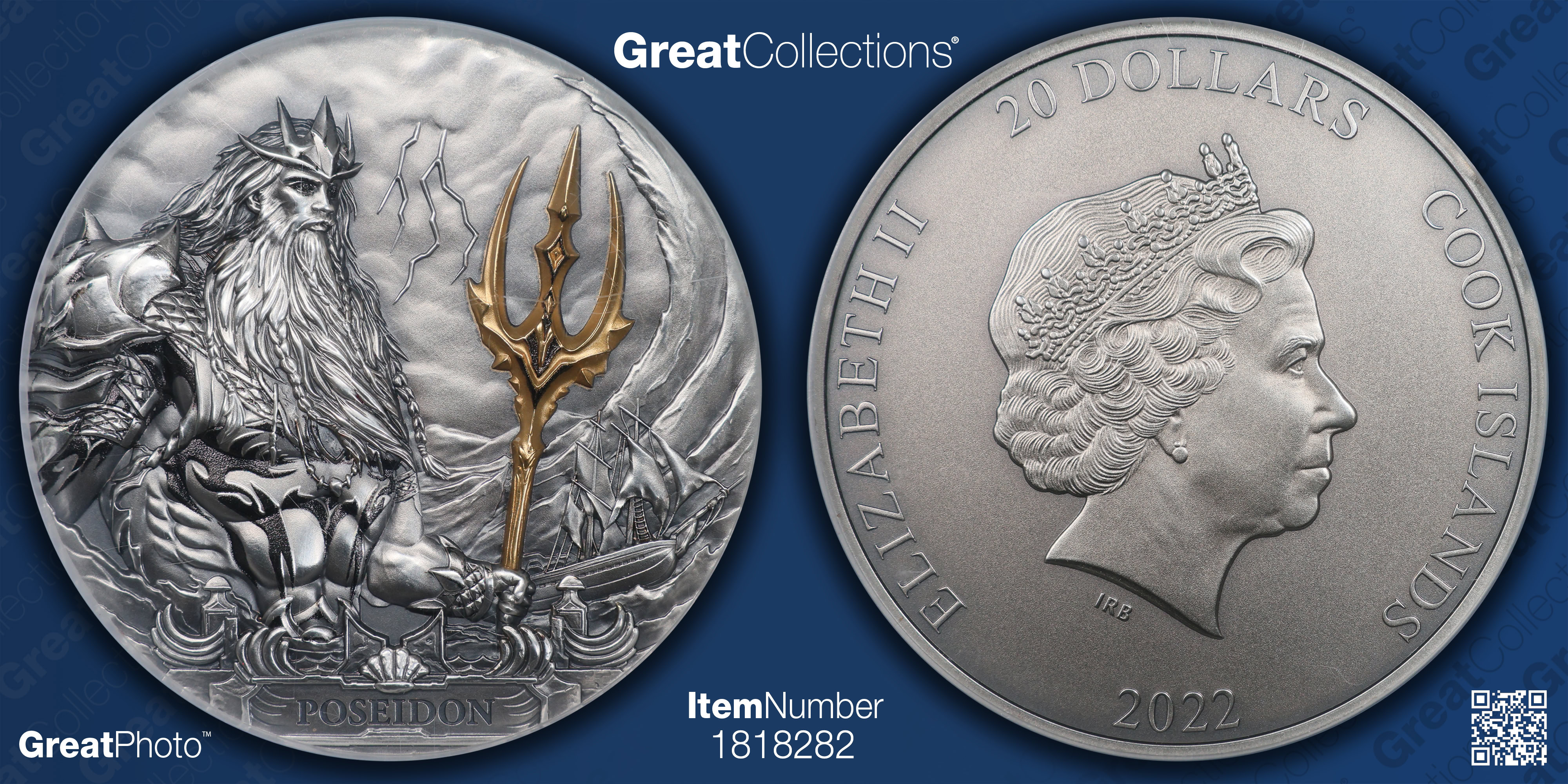 Cook Islands 2022 Silver $20 Poseidon High Relief Antiqued NGC MS