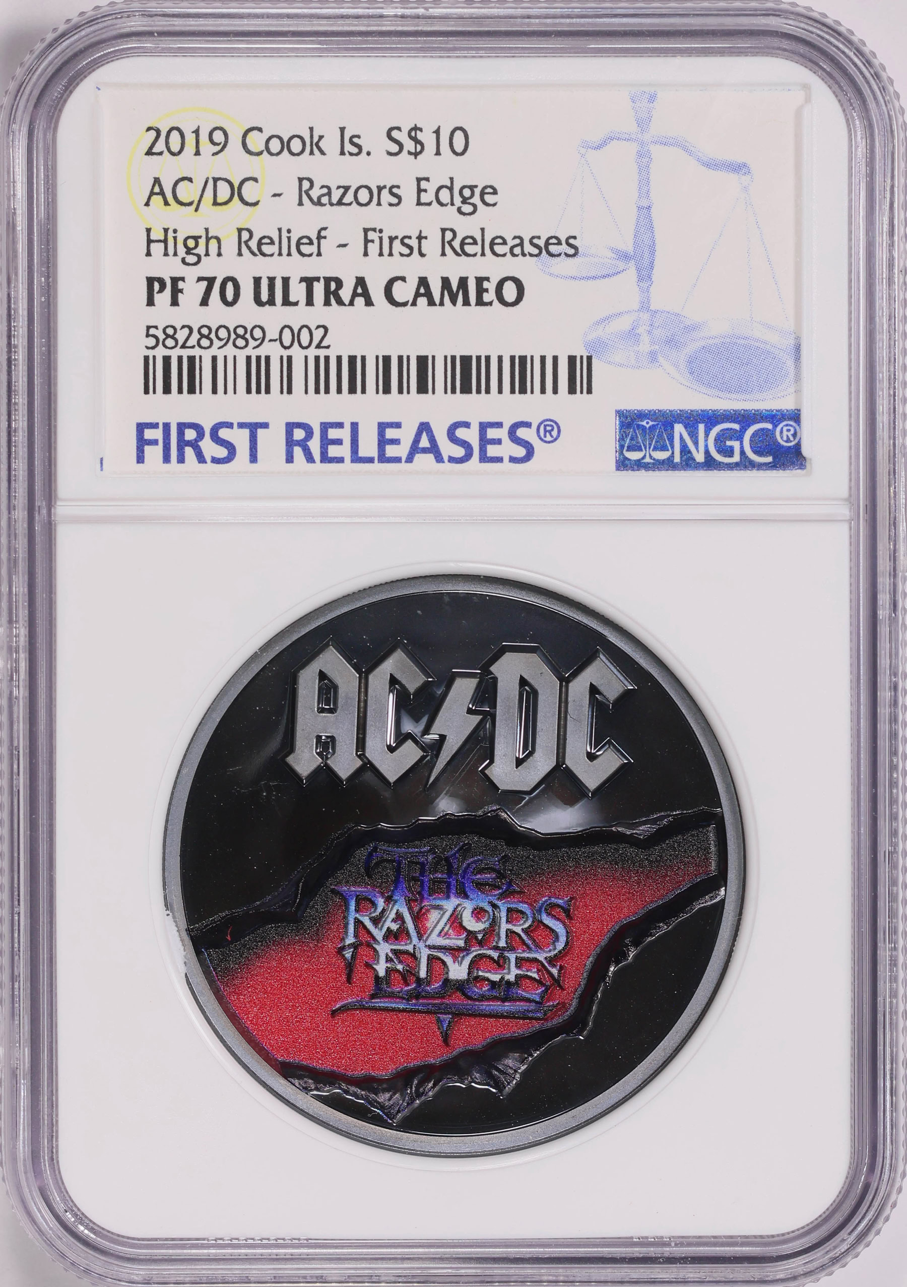 Cook Islands 2019 Silver $10 AC/DC The Razors Edge High Relief - First ...