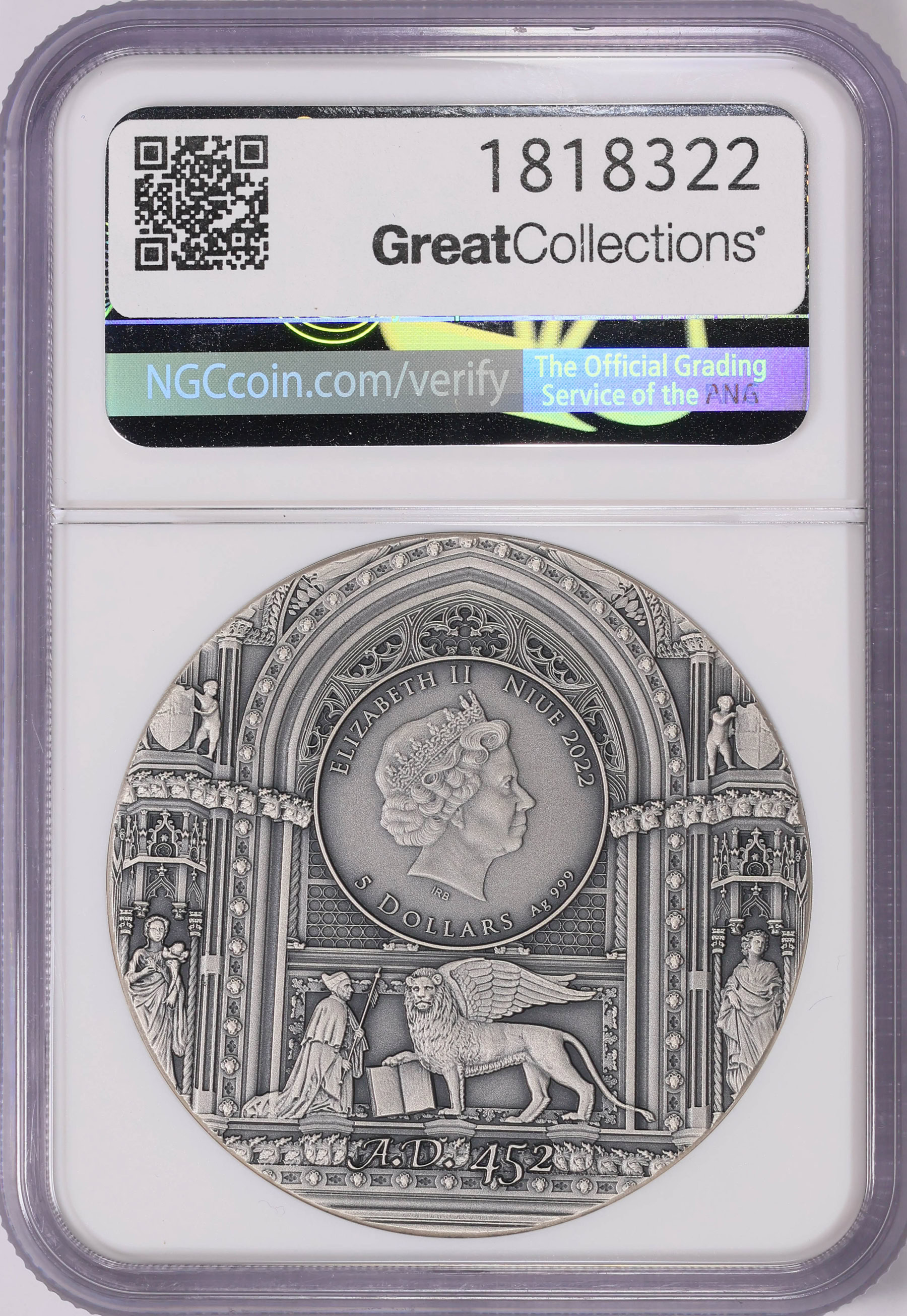 Niue 2022 Silver $5 Venice - Antiqued Ag KM-6177 NGC MS-70 (ASW