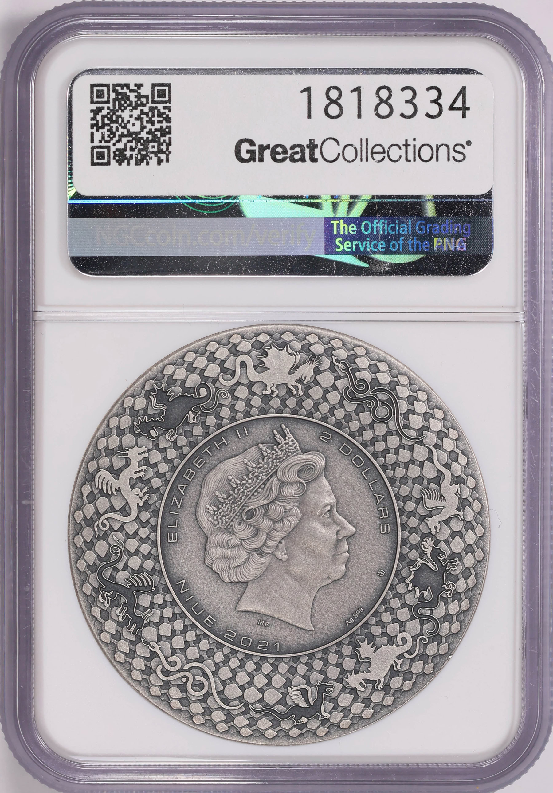 Niue 2021-MW Silver $2 Watatsumi - Dragon - Antiqued KM-4420 NGC