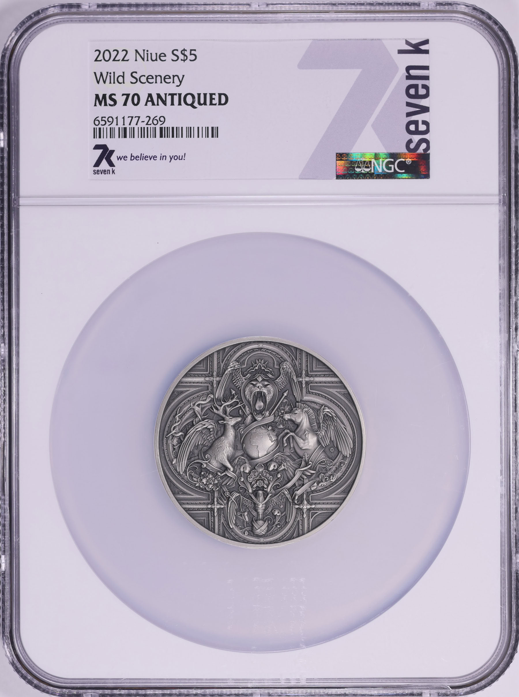 Niue 2022 Silver $5 Wild Scenery Antiqued KM-5169 NGC MS-70 (ASW