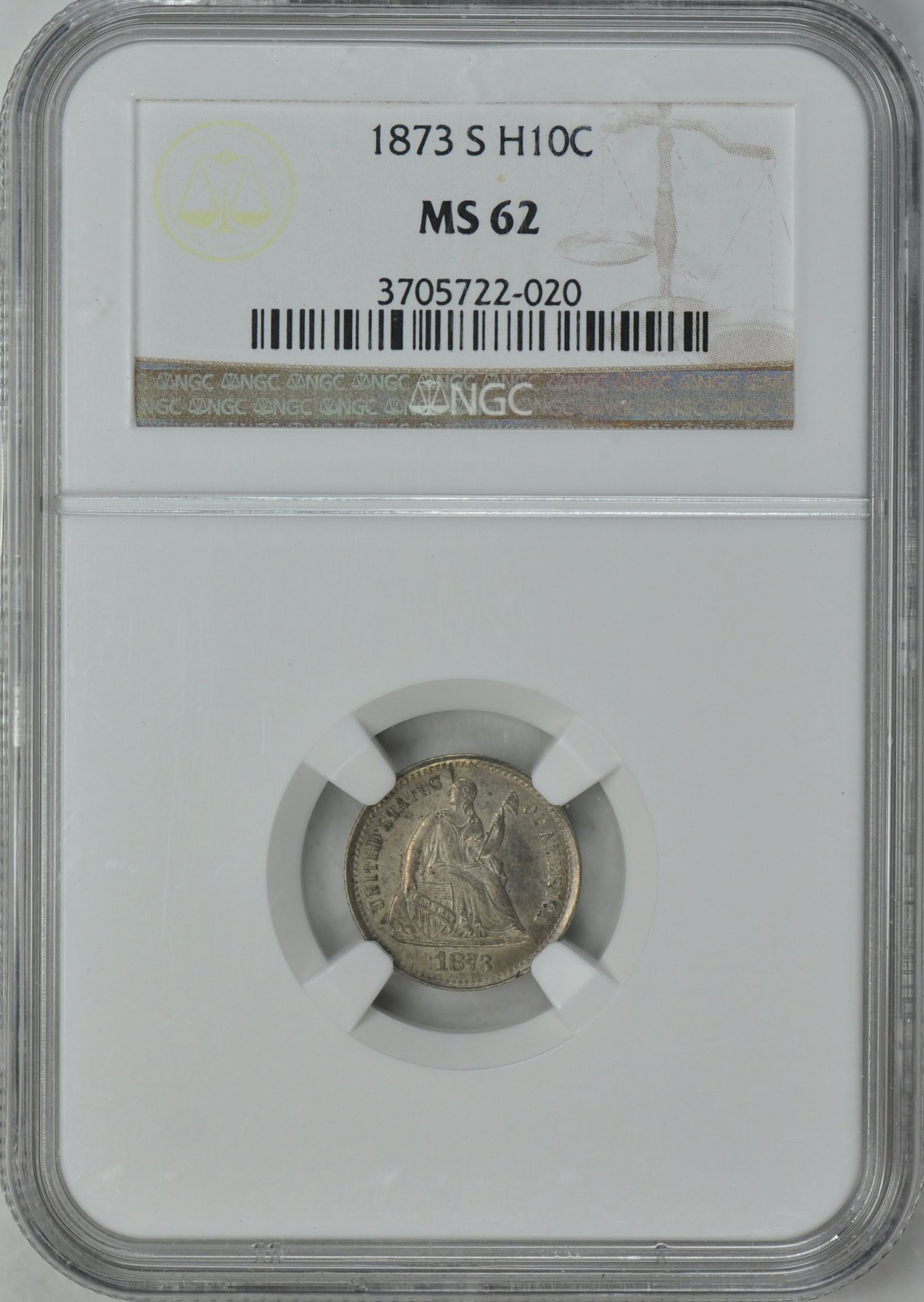 1873-S Seated Liberty Half Dime NGC MS-62 (Item 182092