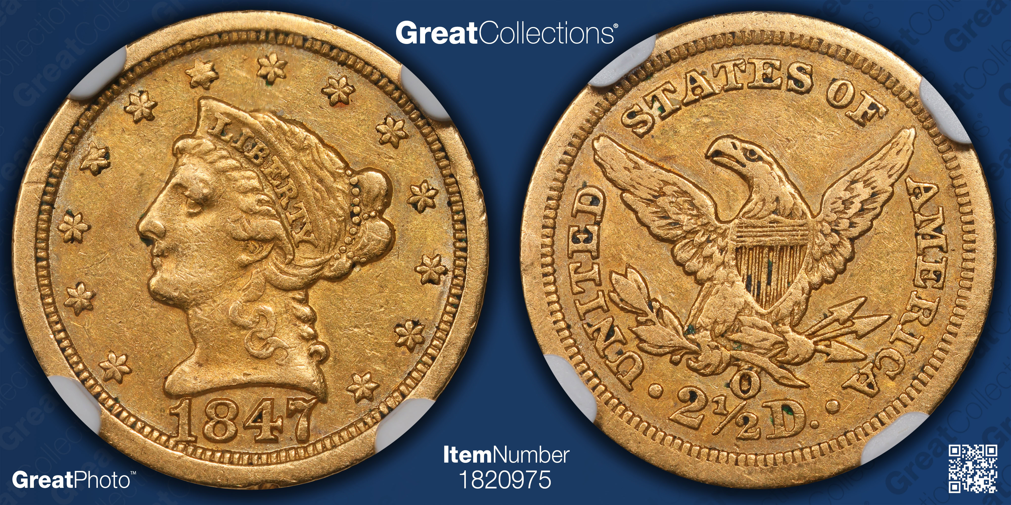 1847-O Liberty Gold Quarter Eagle 18/18 VP-001 NGC XF-45 | NGC Cert ...