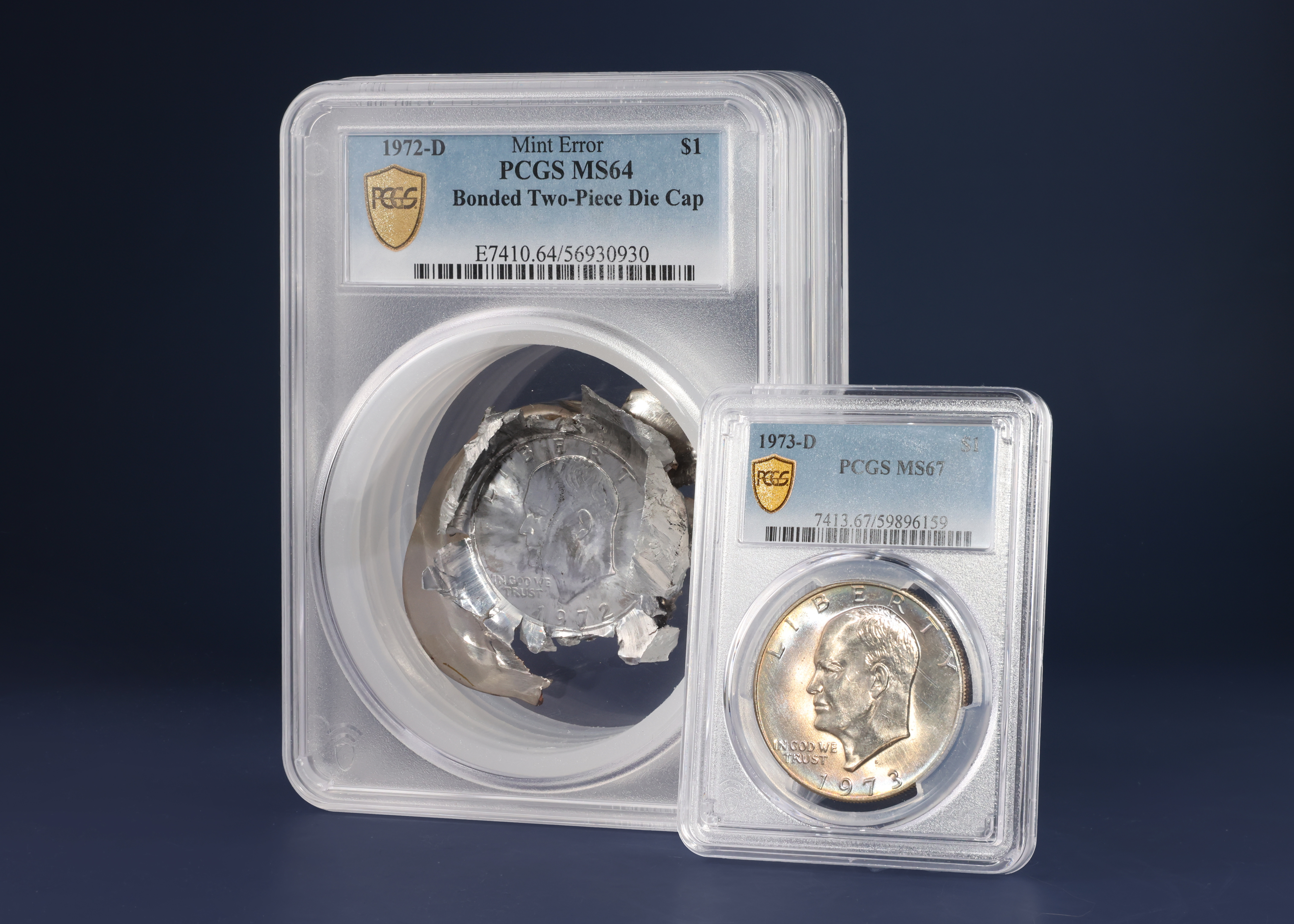 Mint Error 1972-D Eisenhower Dollar Struck on Feeder Finger PCGS 