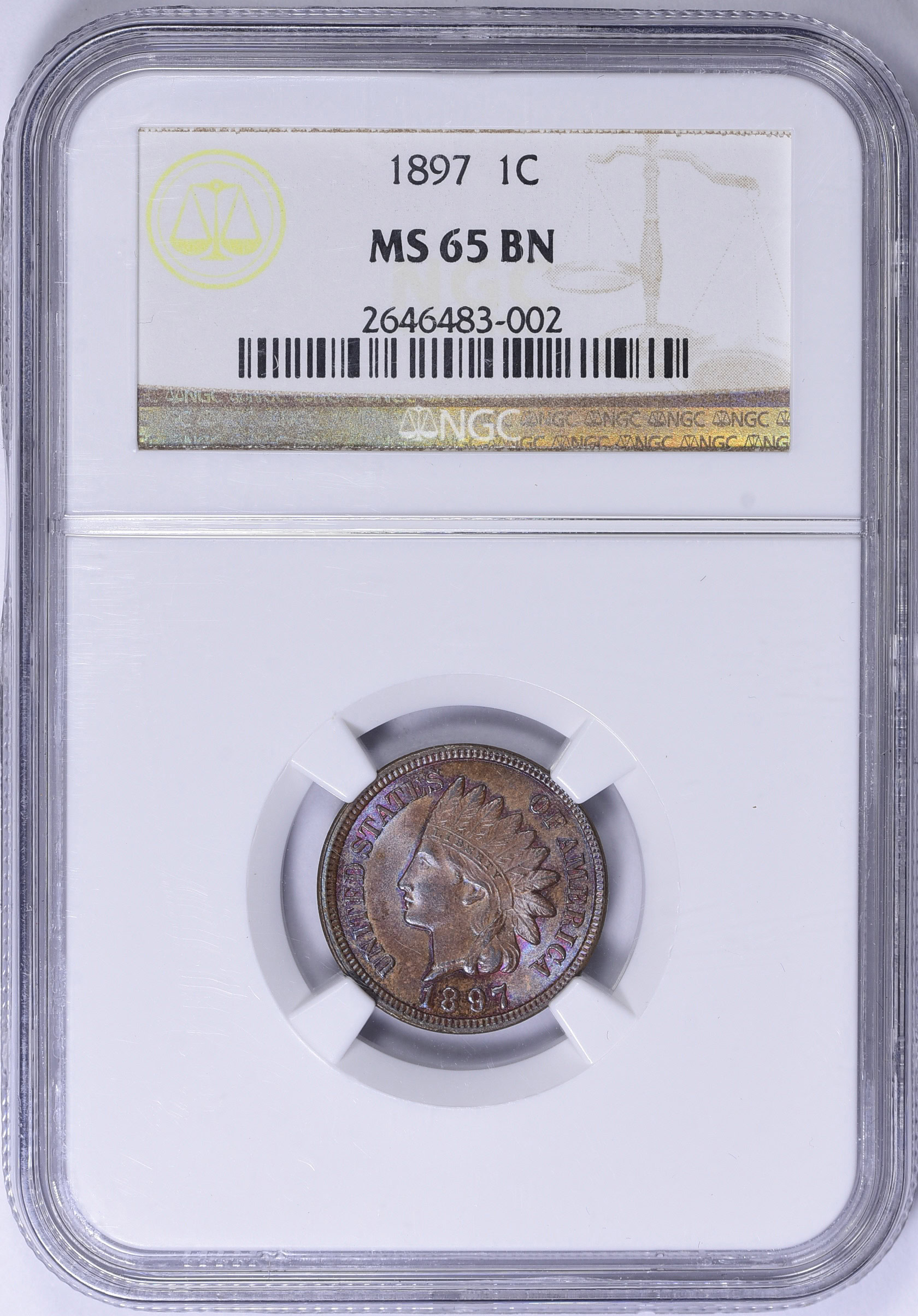 1897 Indian Cent NGC MS-65 BN (Toned) (Item 1823668) | GreatCollections ...