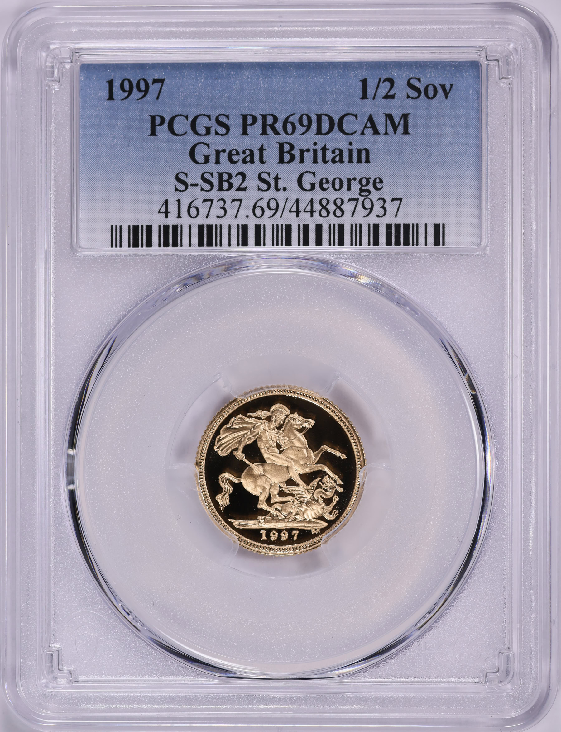 Great Britain 1997 Gold 1/2 Sovereign St. George KM-942 PCGS Proof