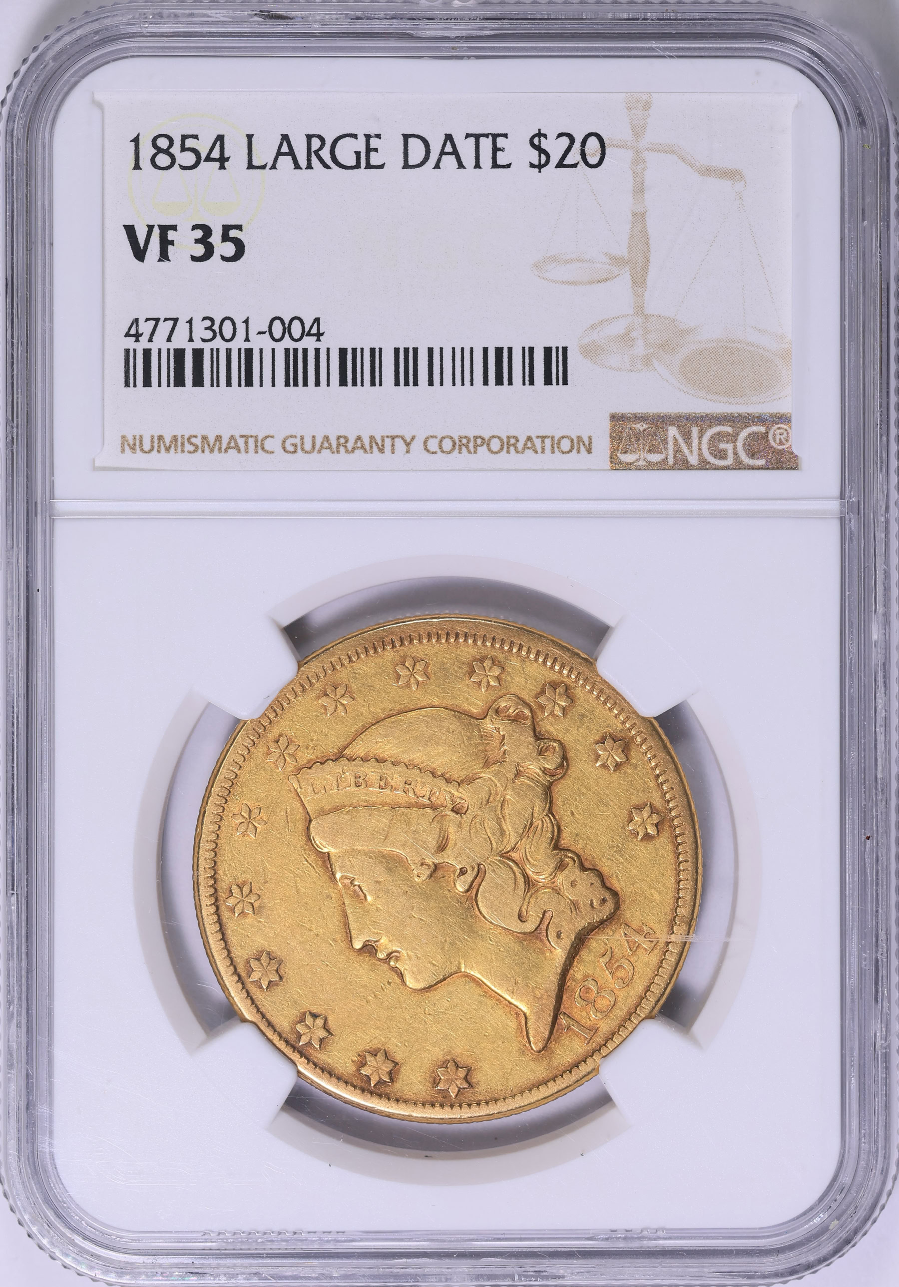 1854 Liberty Gold Double Eagle Large Date NGC VF-35 (Item 1825156