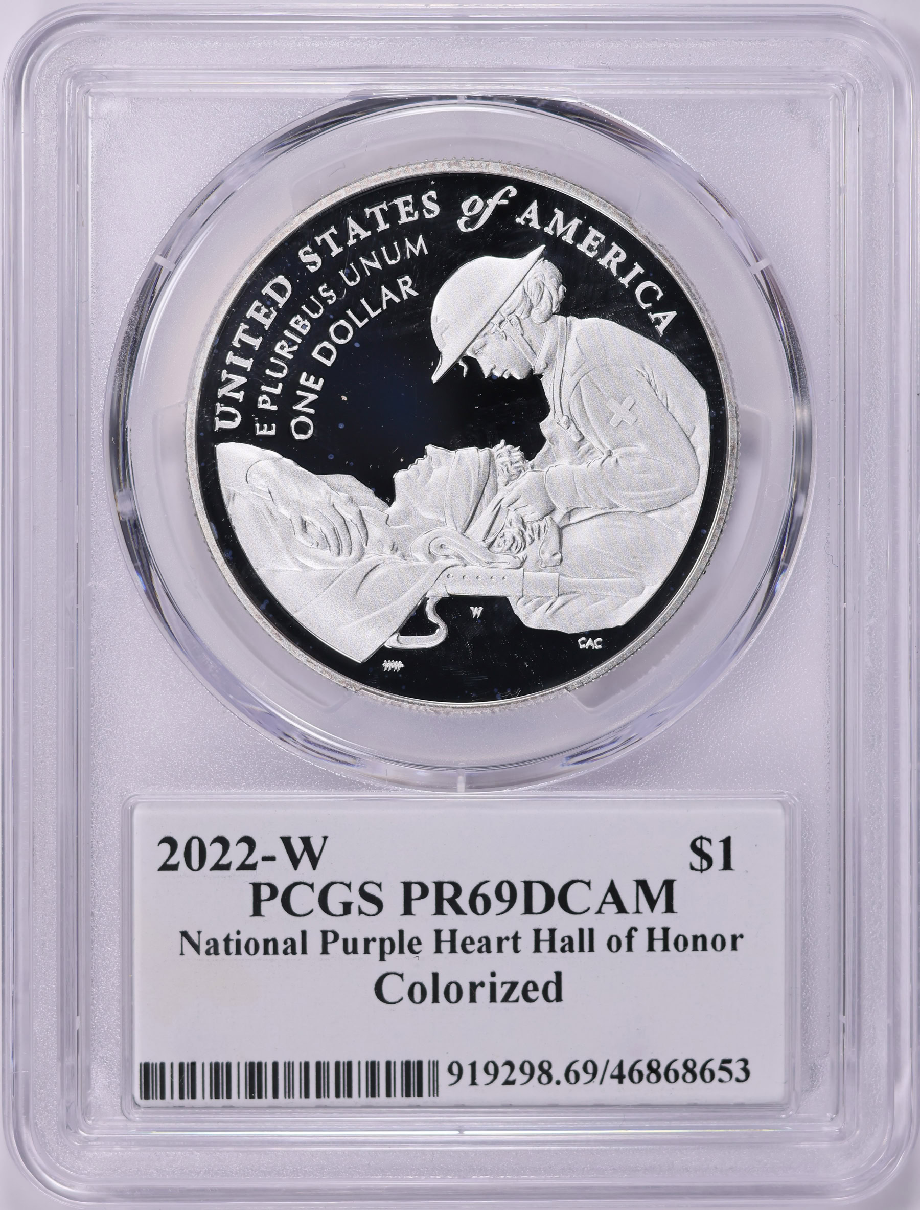 2022-W National Purple Heart Hall of Honor Colorized Silver Dollar