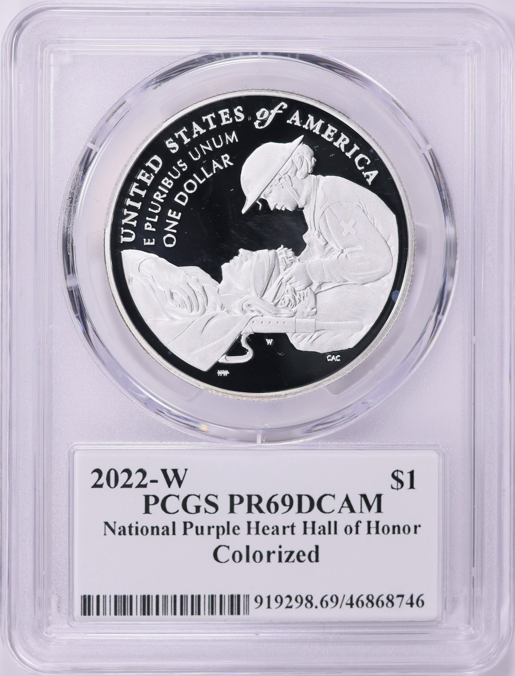 2022-W National Purple Heart Hall of Honor Colorized Silver Dollar