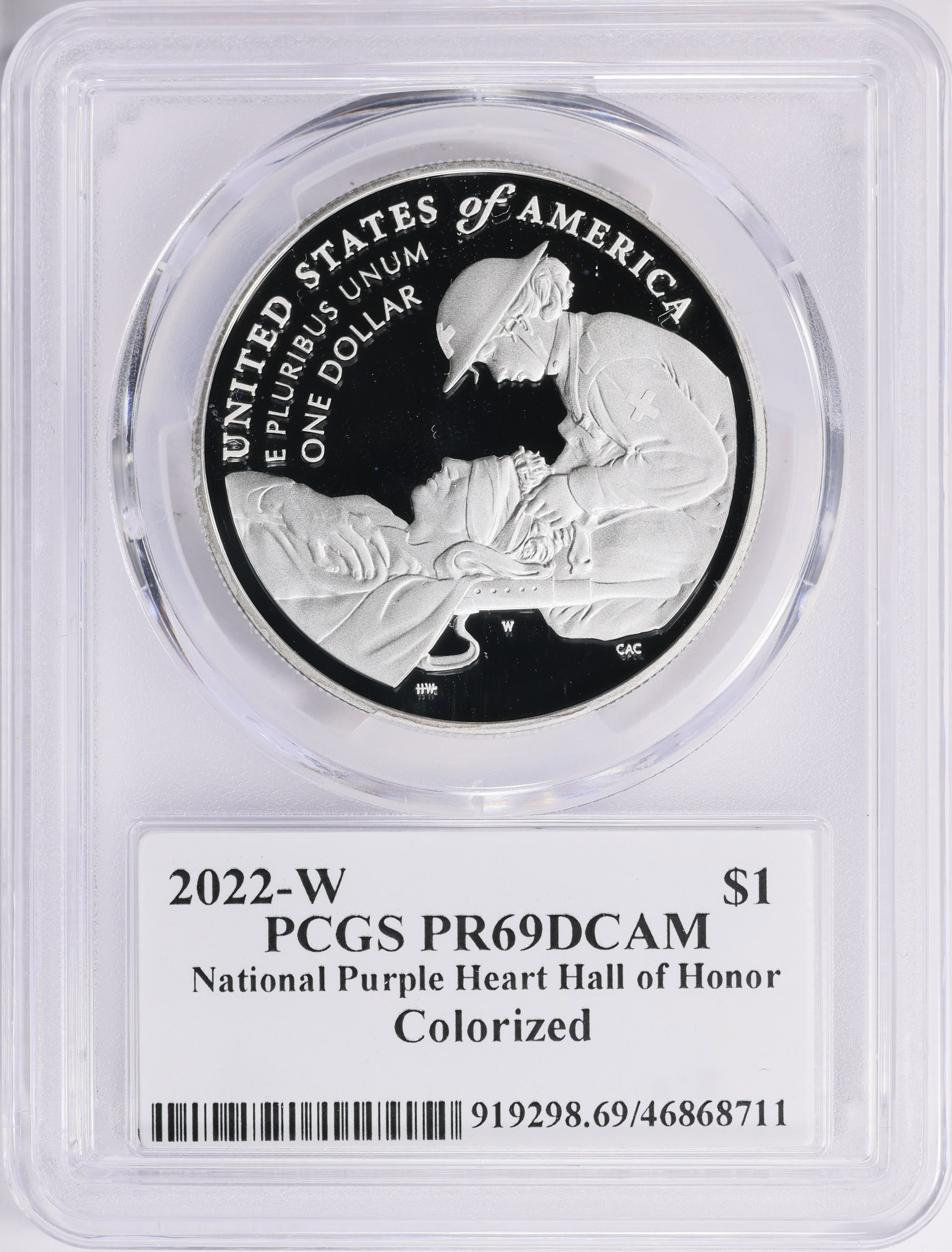 2022-W National Purple Heart Hall of Honor Colorized Silver Dollar