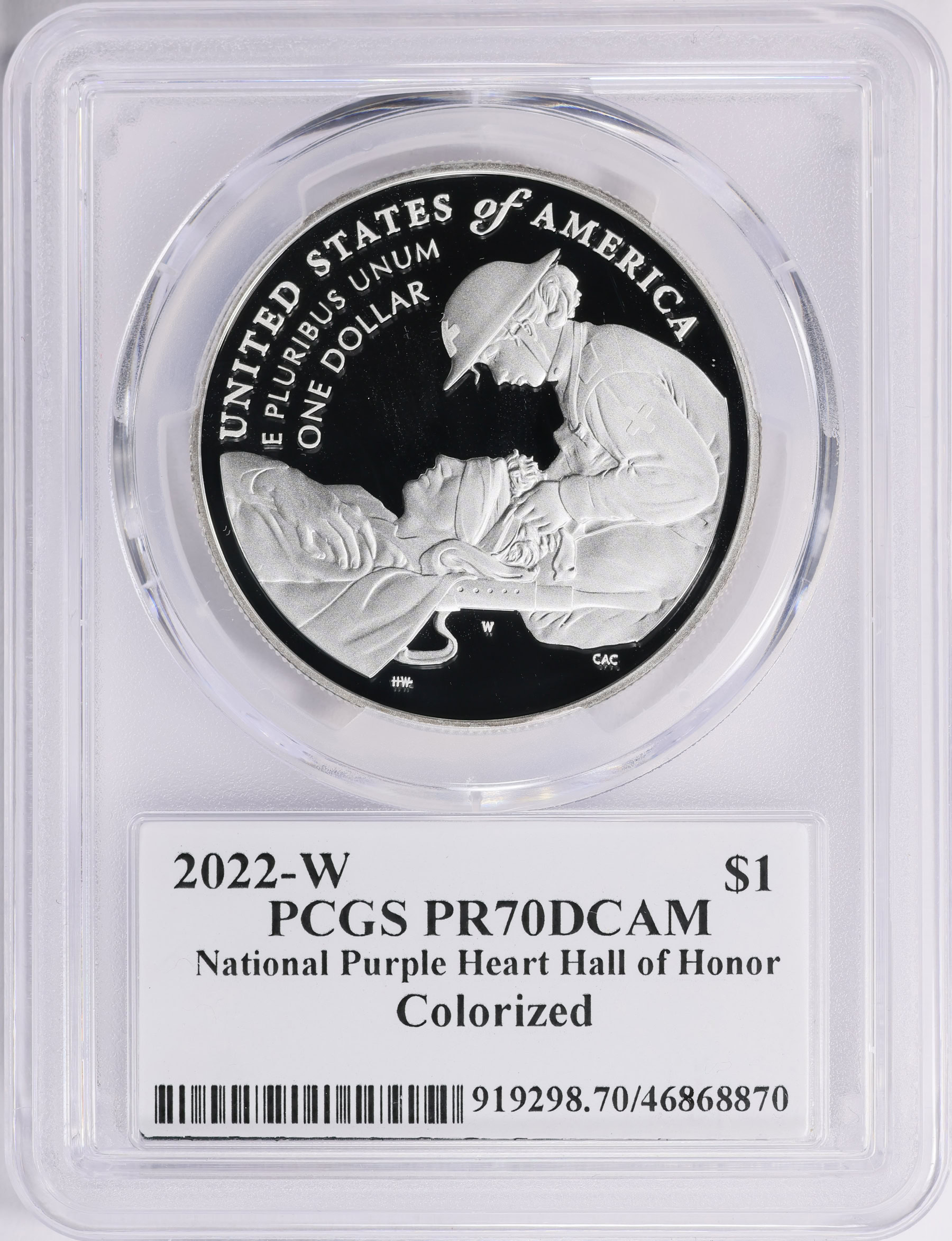 2022-W National Purple Heart Hall of Honor Colorized Silver Dollar