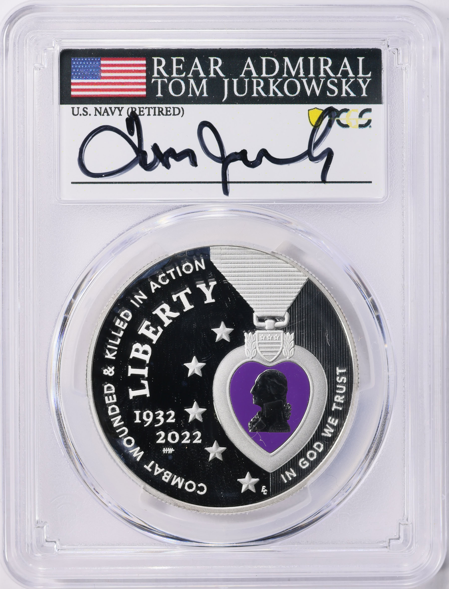 2022-W National Purple Heart Hall of Honor Colorized Silver Dollar