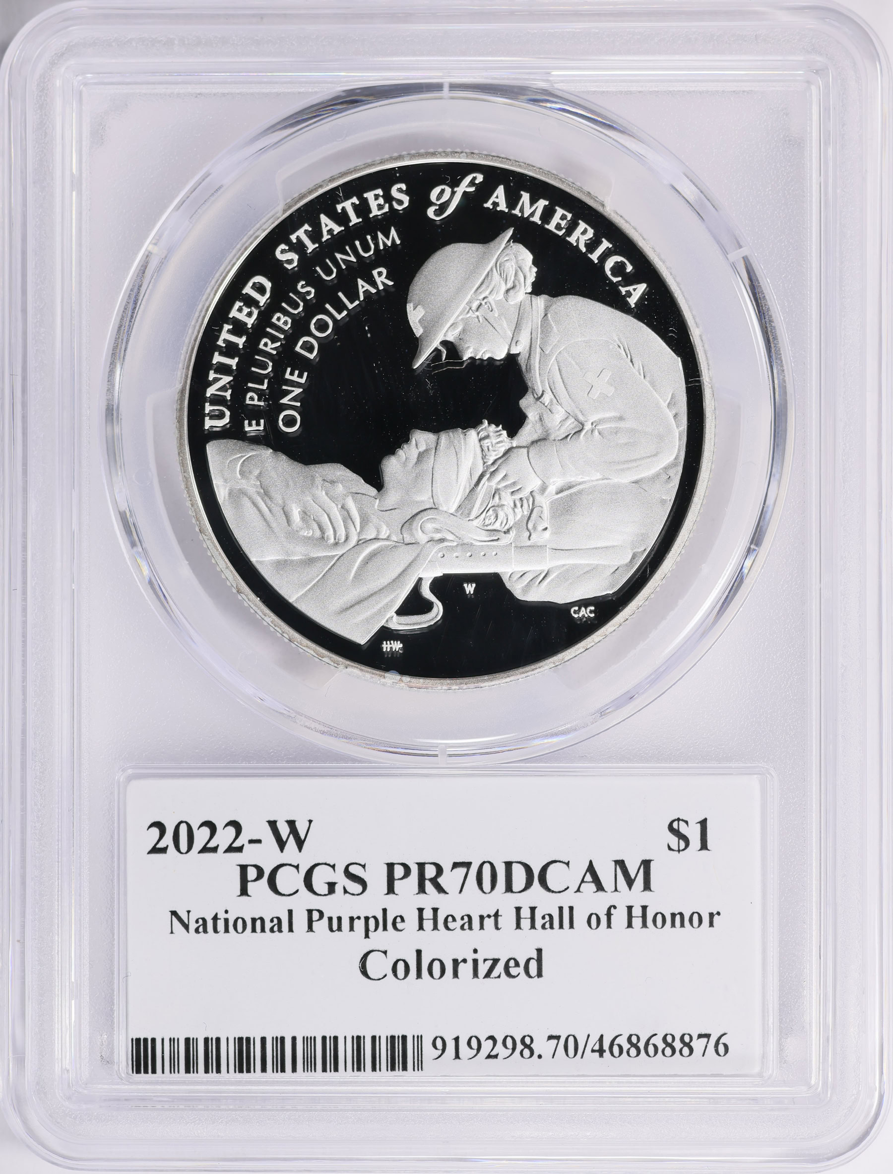 2022-W National Purple Heart Hall of Honor Colorized Silver Dollar