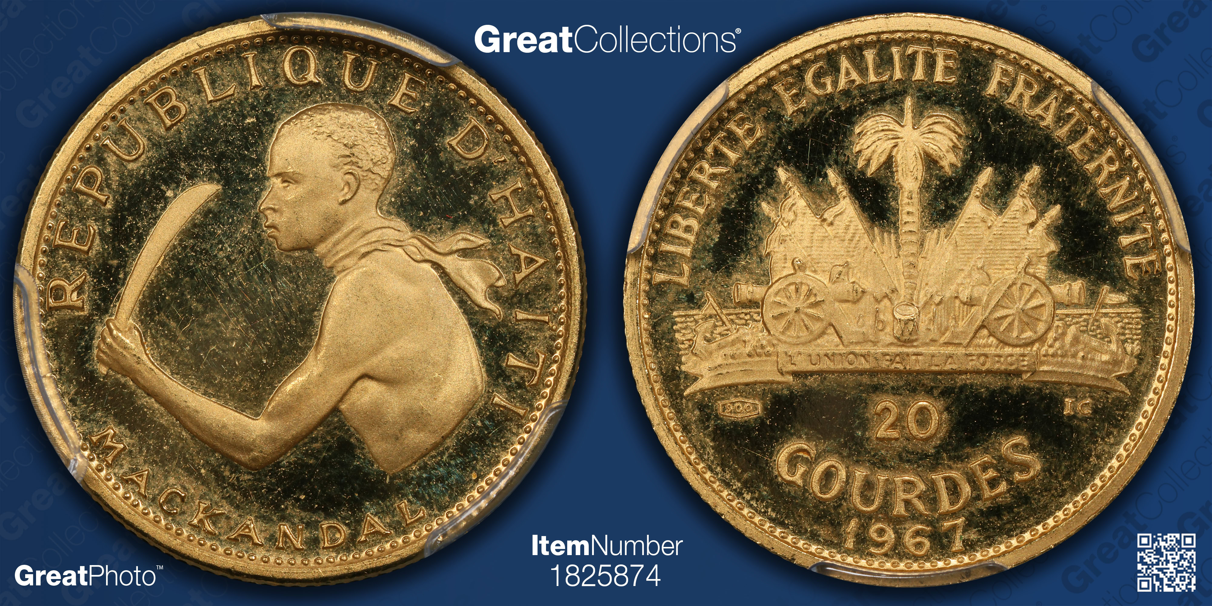 Haiti 1967-IC Gold 20 Gourdes Revolution 10th Anniversary Francois ...