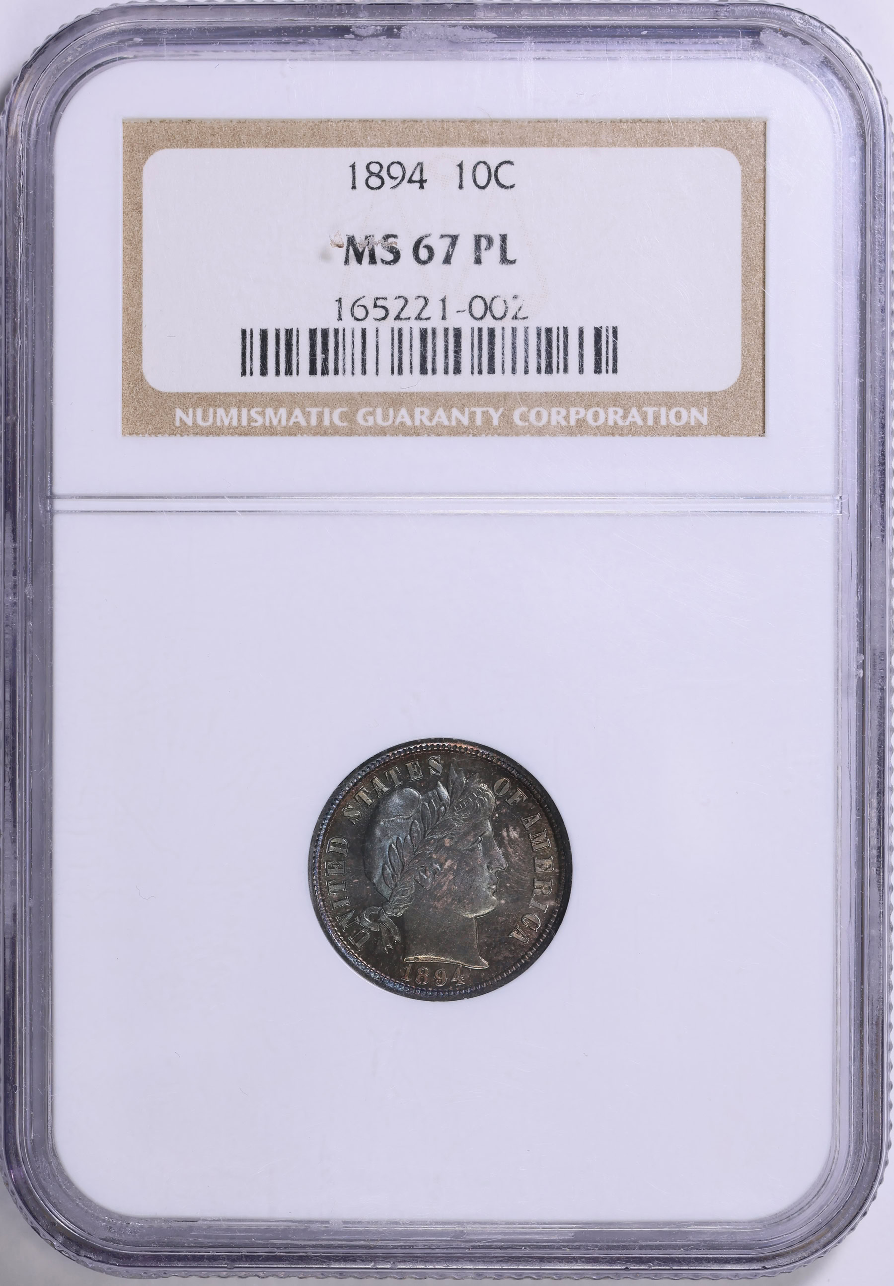 1894 Barber Dime NGC MS-67 PL (Toned) (Item 1826791) | GreatCollections ...