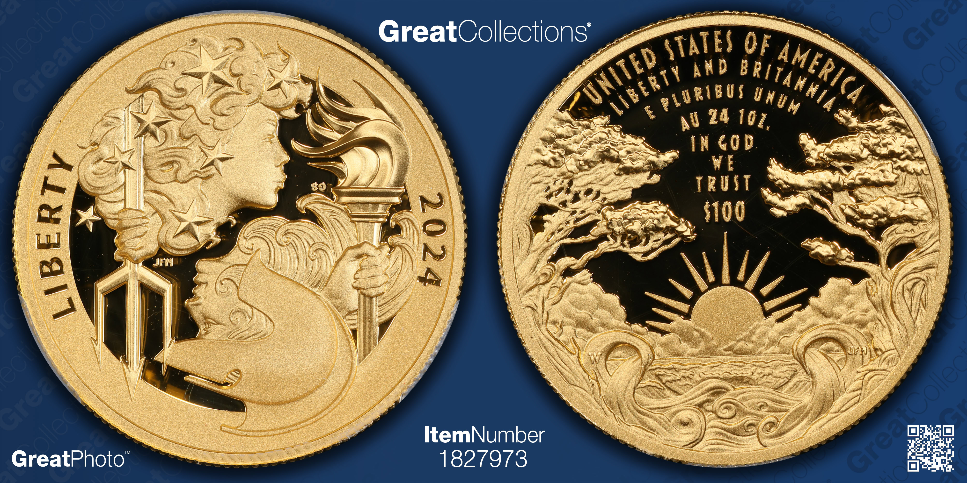 2024-W Liberty & Britannia $100 Gold High Relief First Day of