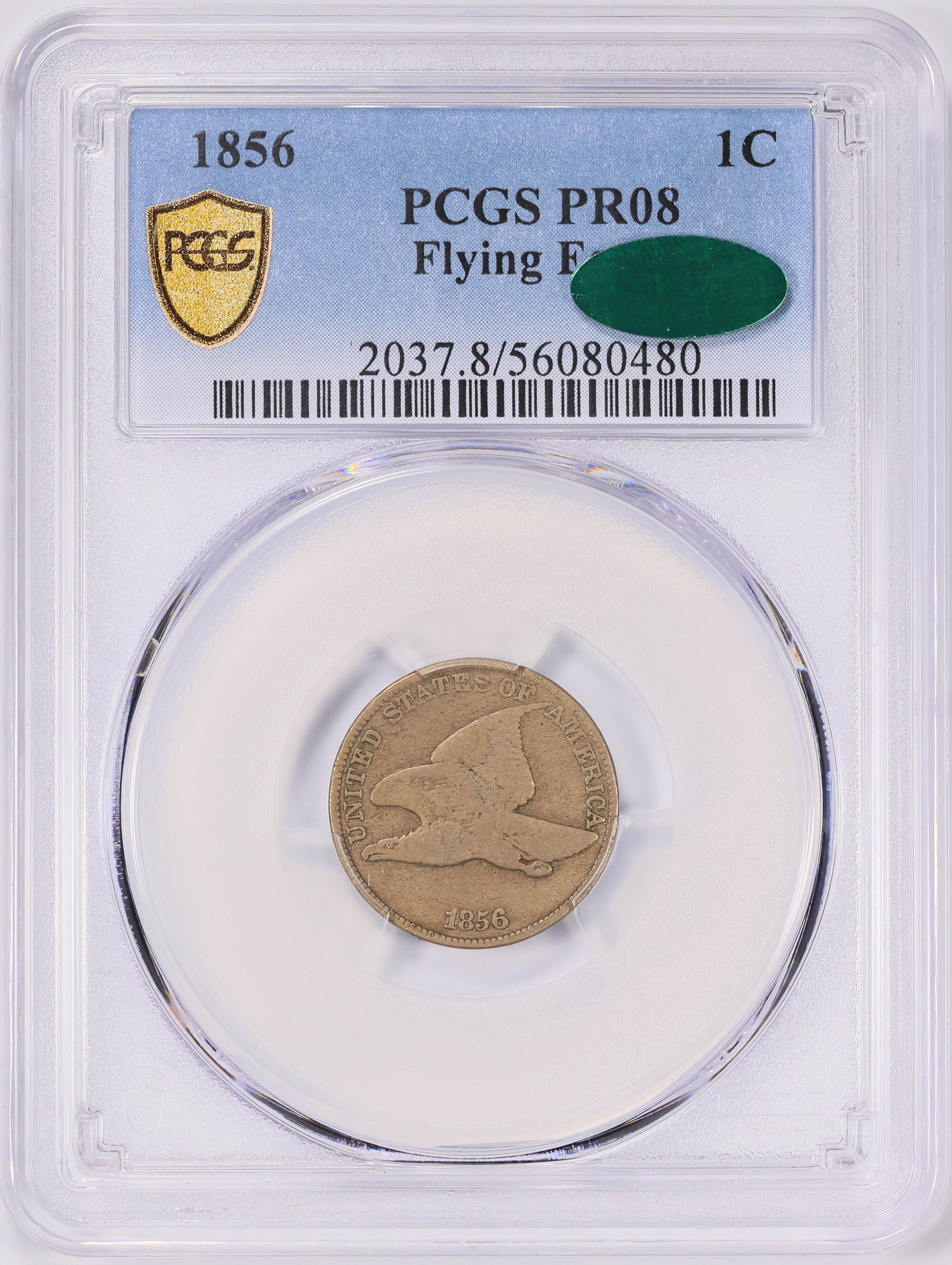 1856 Flying Eagle Cent PCGS Proof-08 (CAC Green) (Item 1829215 ...