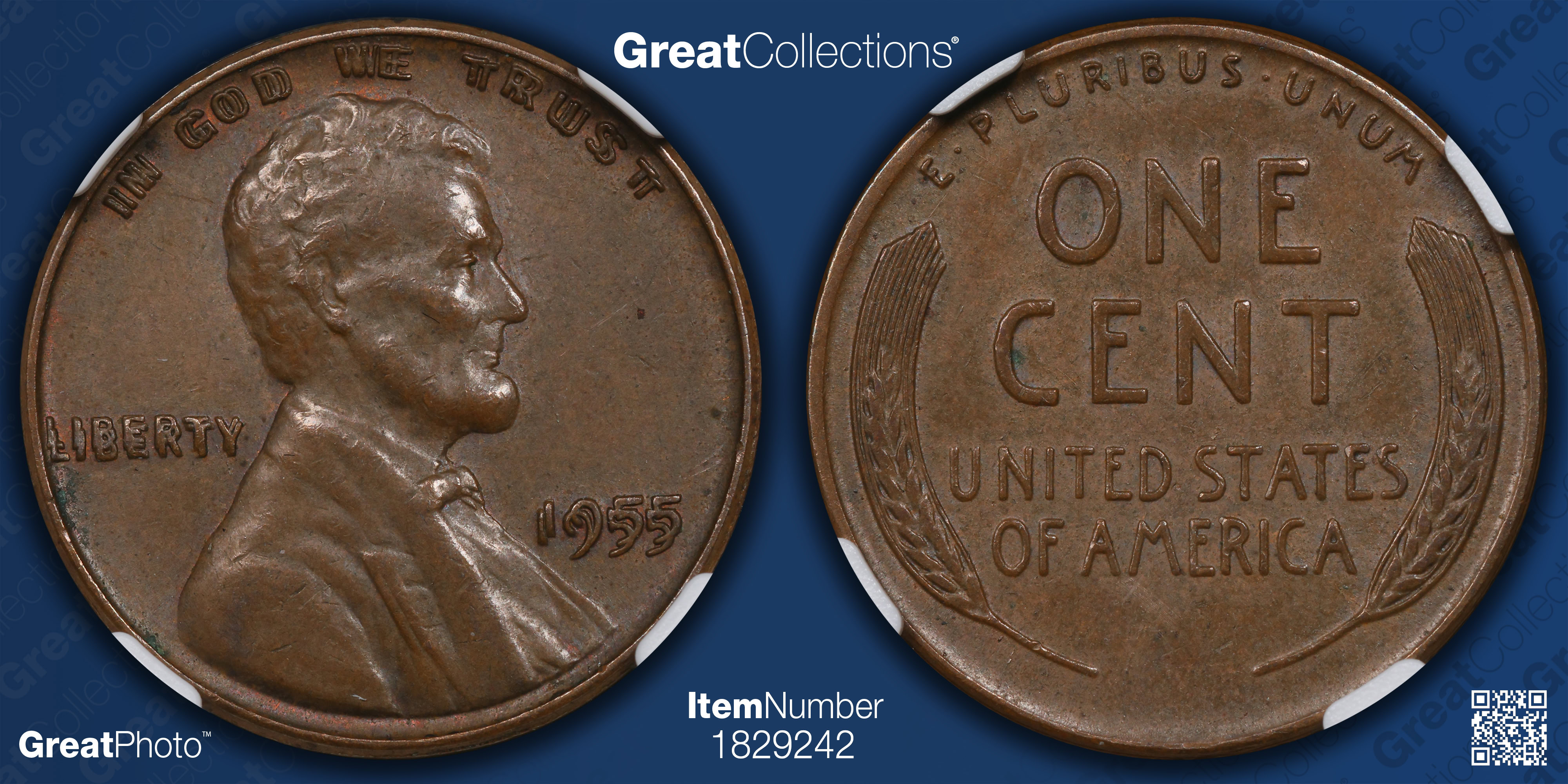1955 Lincoln Cent Doubled Die Obverse NGC AU-55 BN (CAC Green