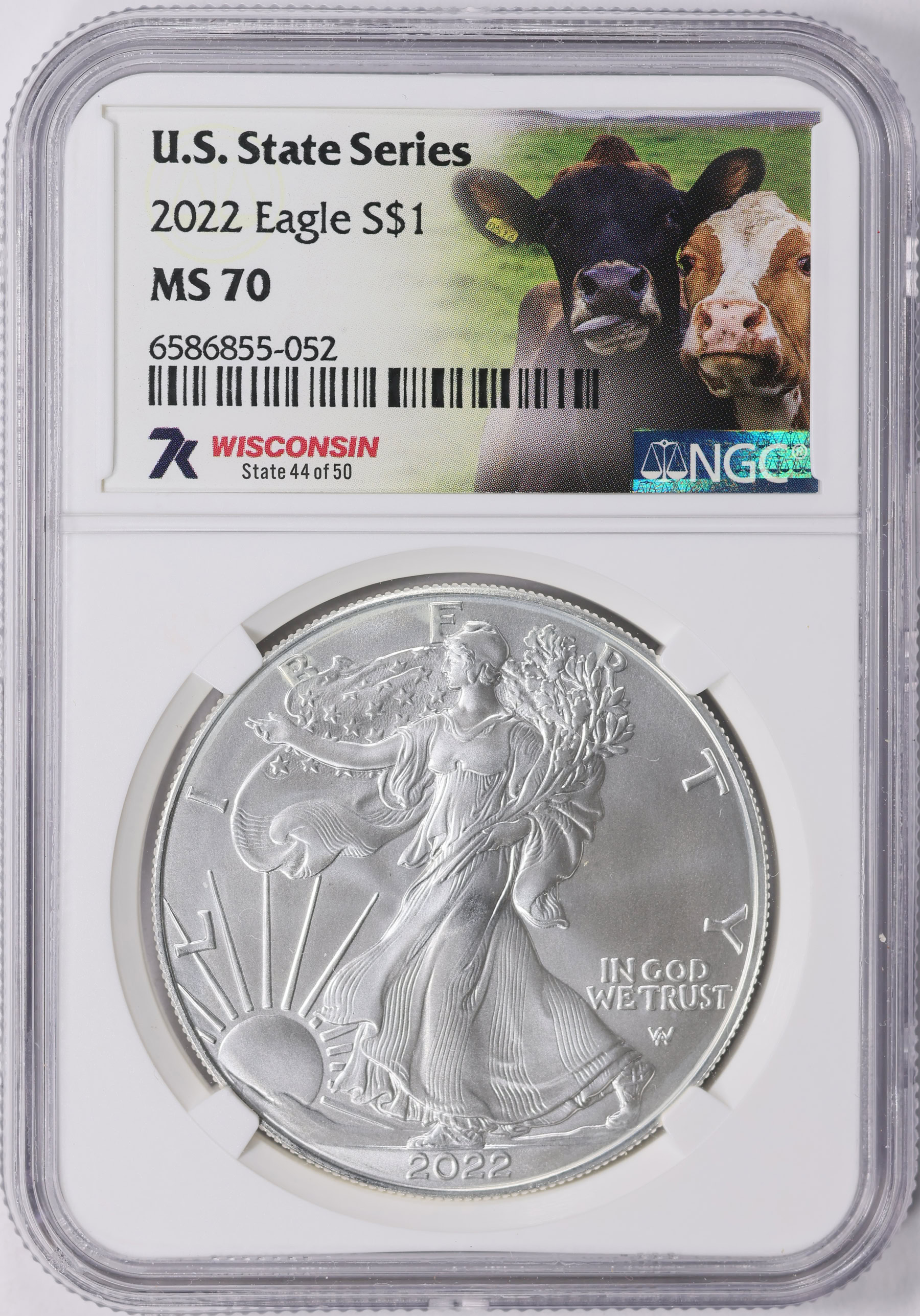 2022 $1 Silver Eagle NGC MS-70 (U.S. State Series Wisconsin Label