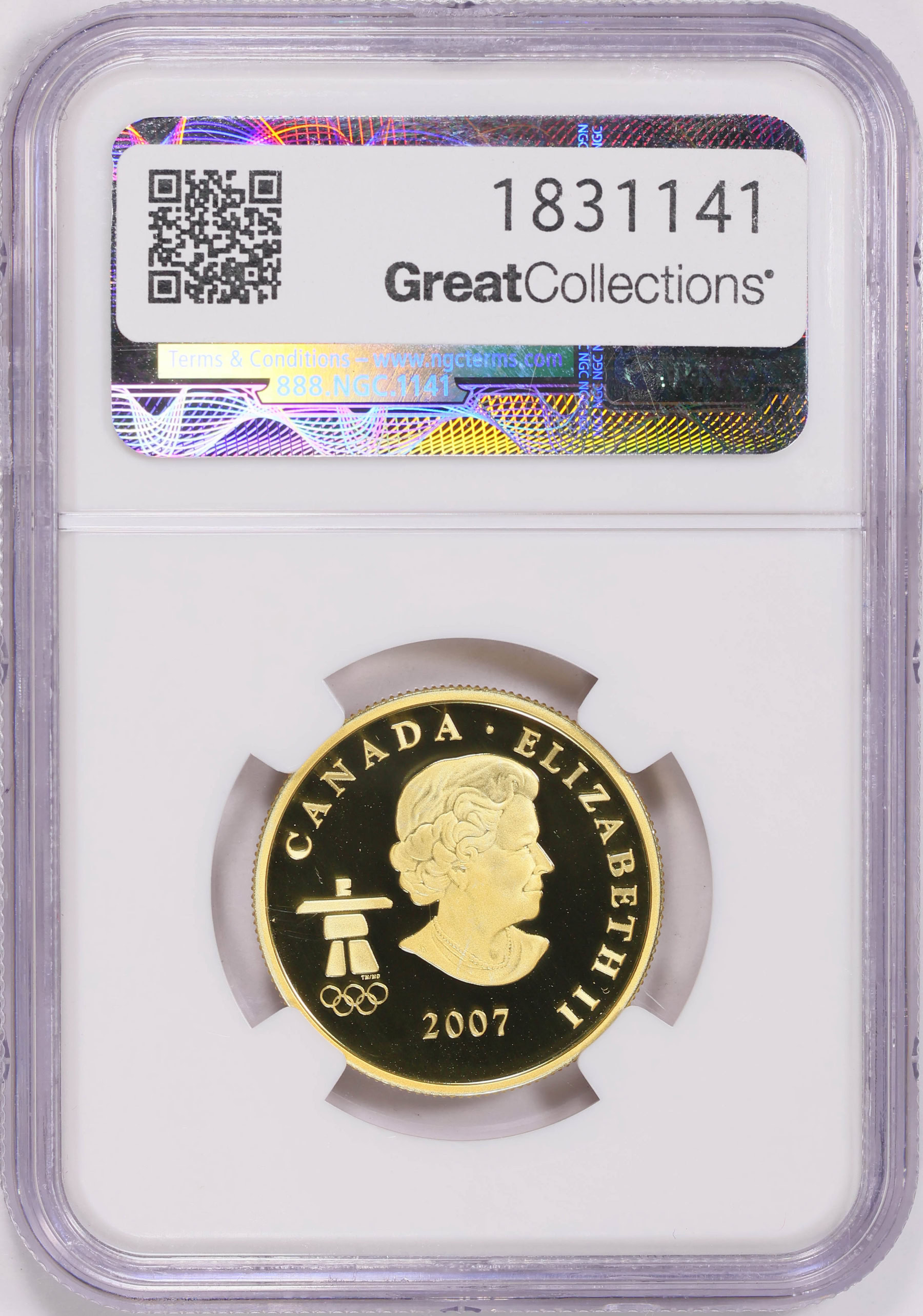 Canada 2007 Colorized Gold $75 Olympics RCMP KM-749 NGC Gem Proof