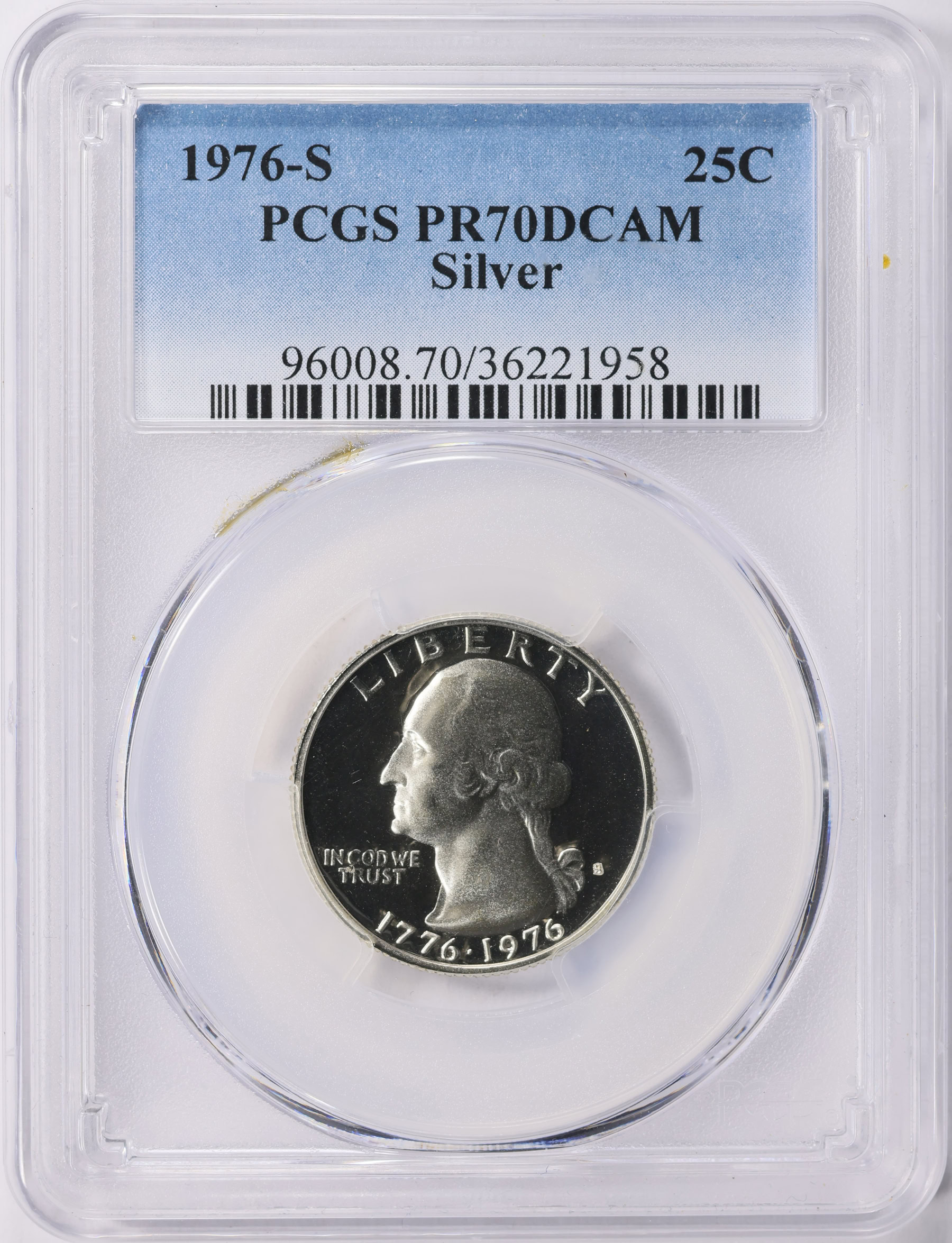 1976 S Silver Proof Bicentennial Quarter – Uncirculated DCAM Washington 25c