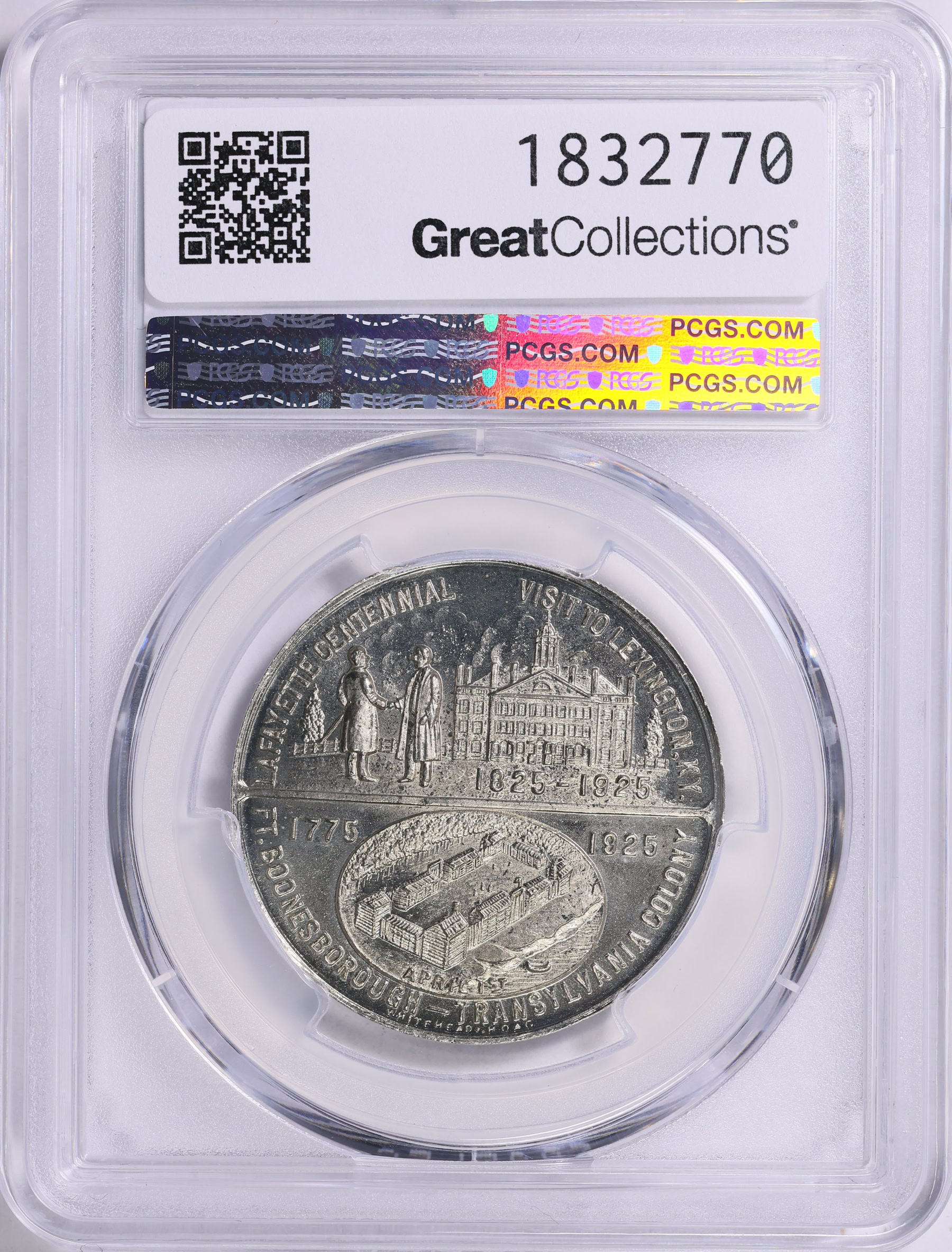 1925 White Metal 32mm Lexington, Kentucky Sesquicentennial Medal