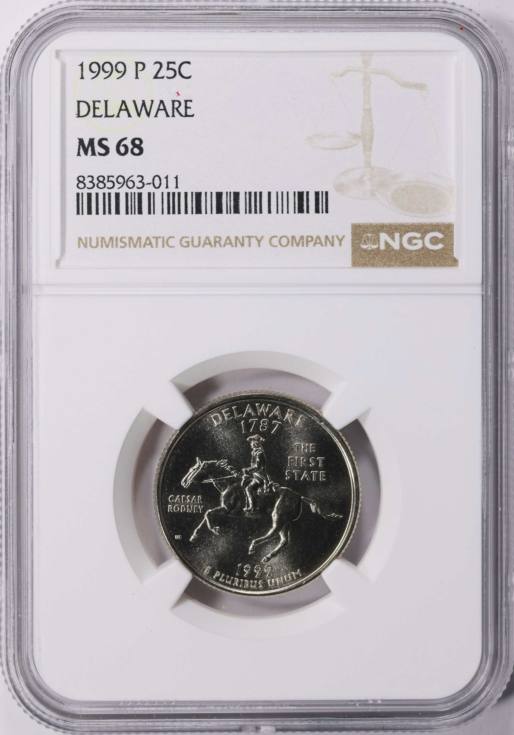 1999-P State Quarter Delaware NGC MS-68 (Item 1835446 ...