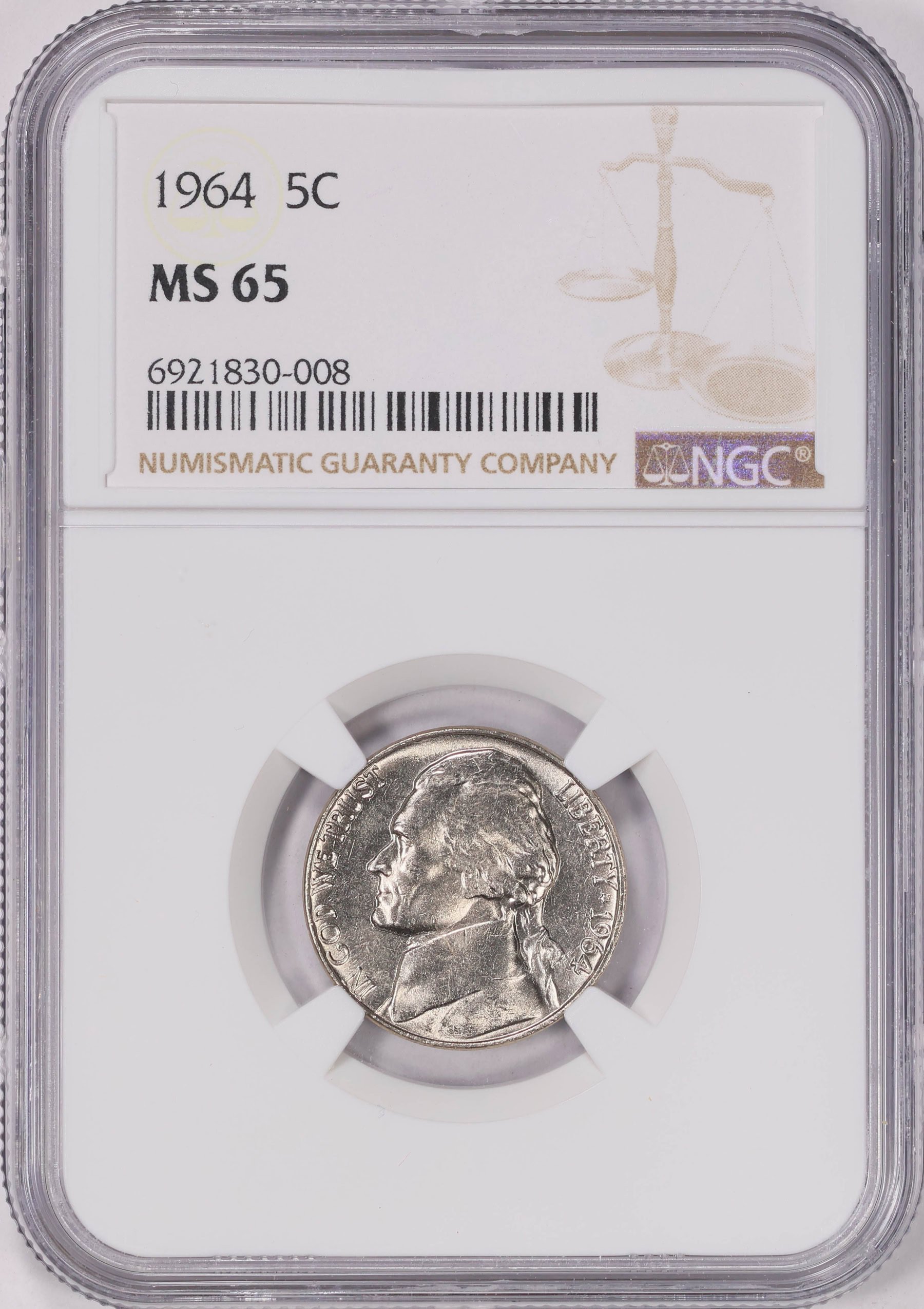 1964 Jefferson Nickel NGC MS-65 (Item 1835605) | GreatCollections Coin ...